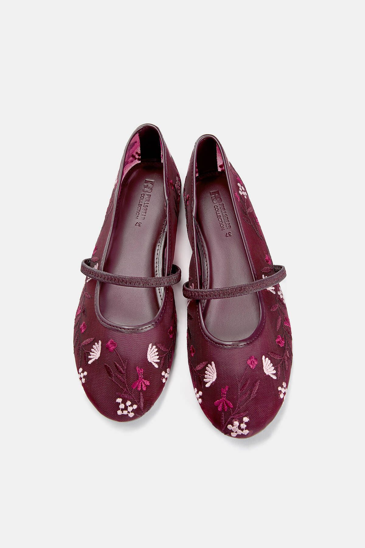 Pull & Bear-Embroidered mesh ballet flats 4