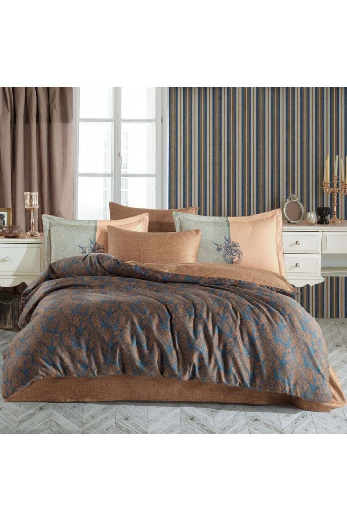 swilex Hoby Çift Kişilik Saten Nevresim Lotus Bronz
