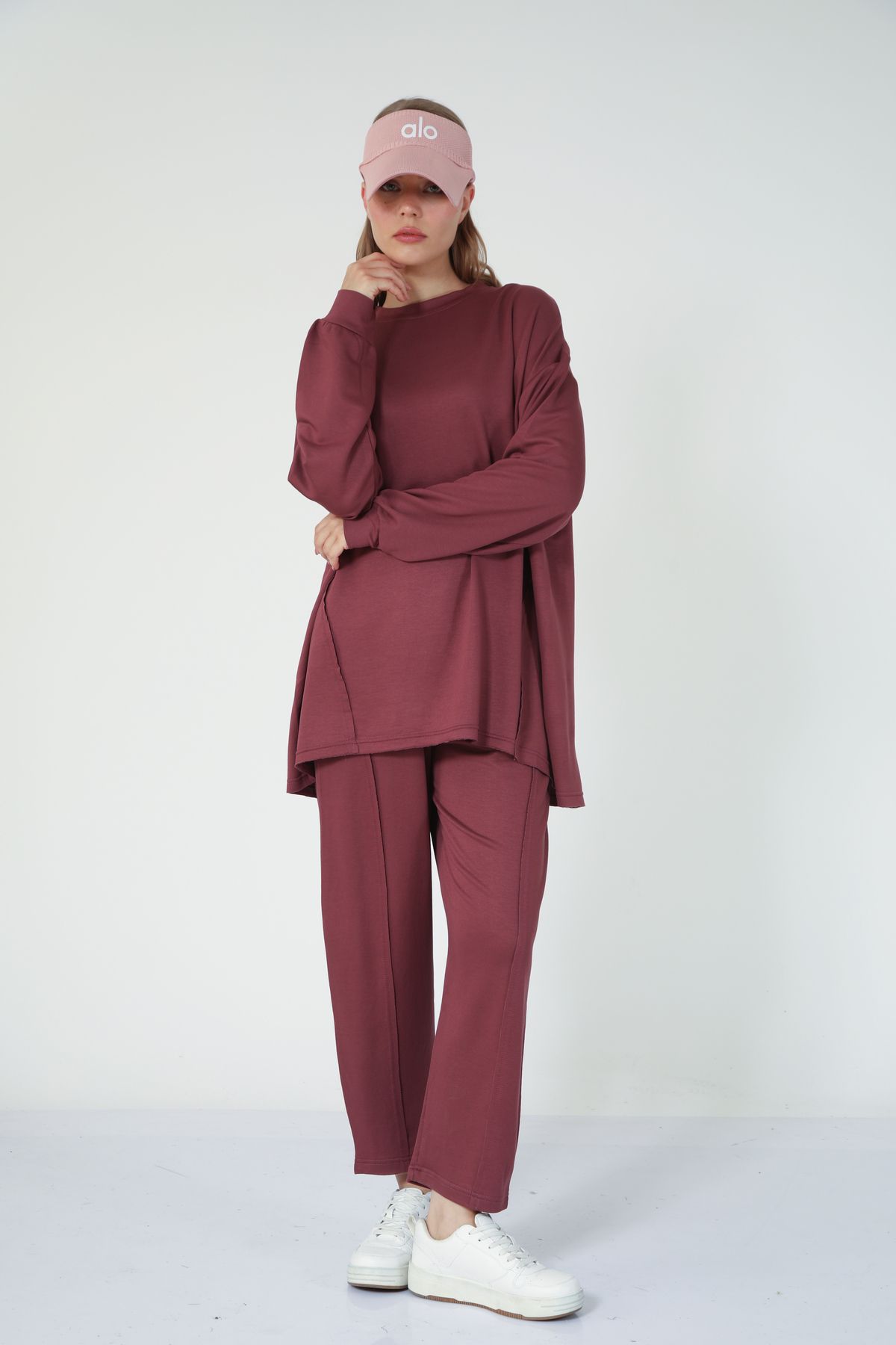 Suede Style 5251 - Şık, Rahat, İnce Pantolon-Sweatshirt Kadın Takımı