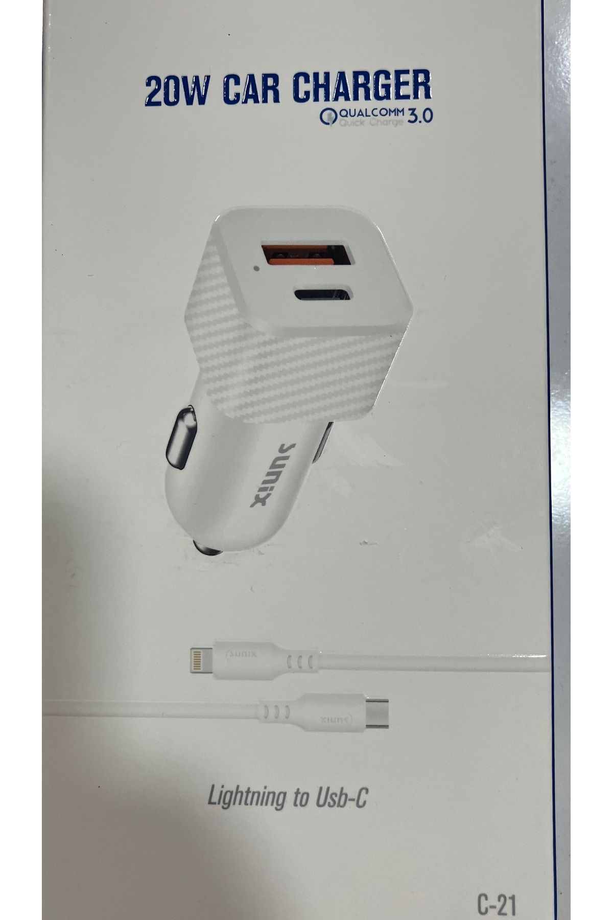 SUNIC Lıghtnıng ve USB-C Girişli Araç Şarj Cihazı C-20