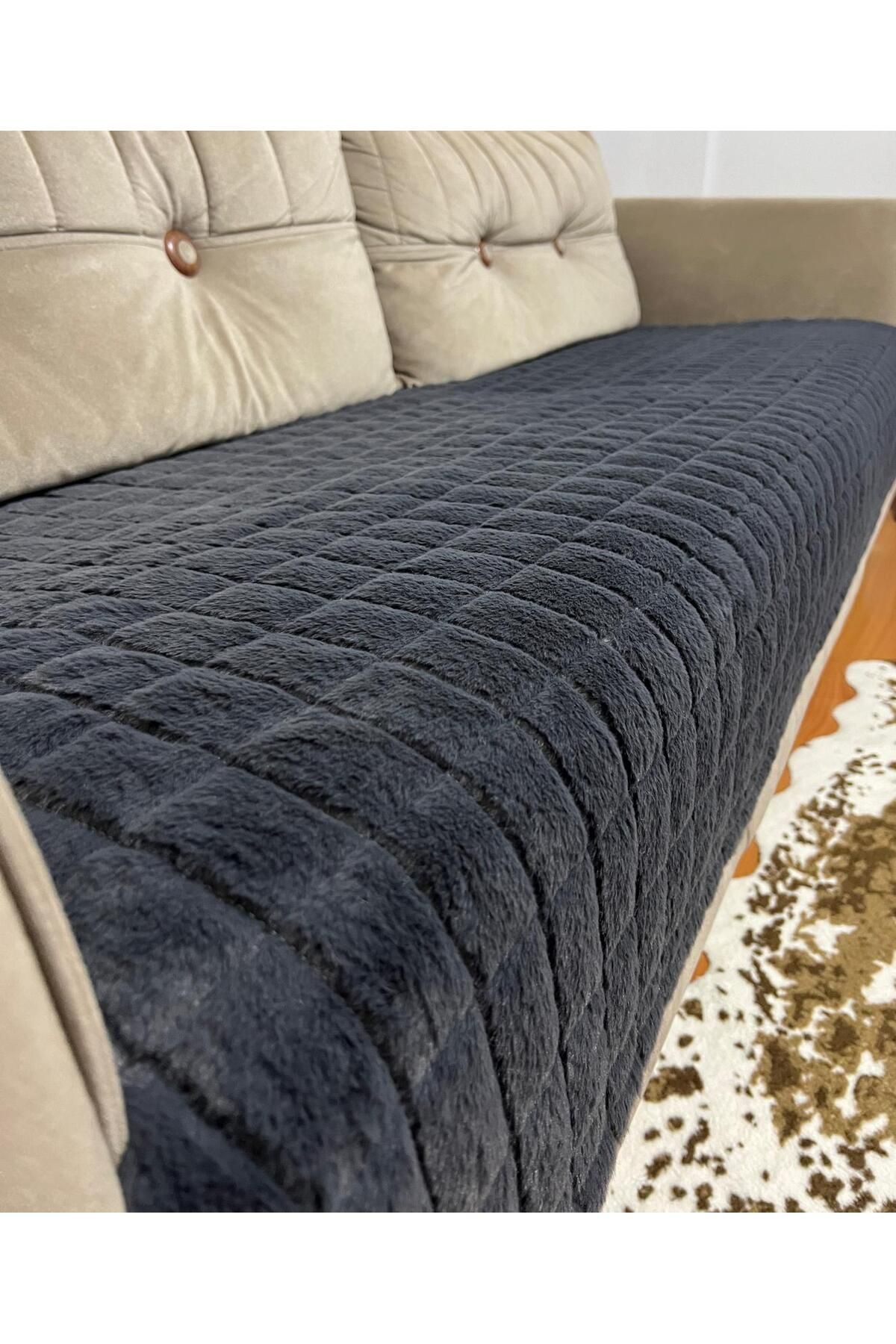 DECORA CASA HOME COLLECTİON Puffy Bubble Tüy Kaymaz Taban Çekyat Koltuk Örtüsü 75x185