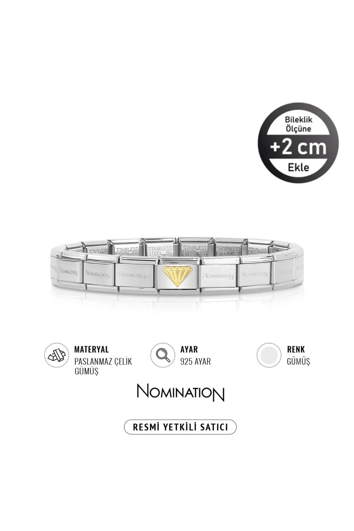 NOMİNATİON İtalyan Bileklik 925 Ayar Gümüş Pırlanta Ve Çelik Bileklik Silver