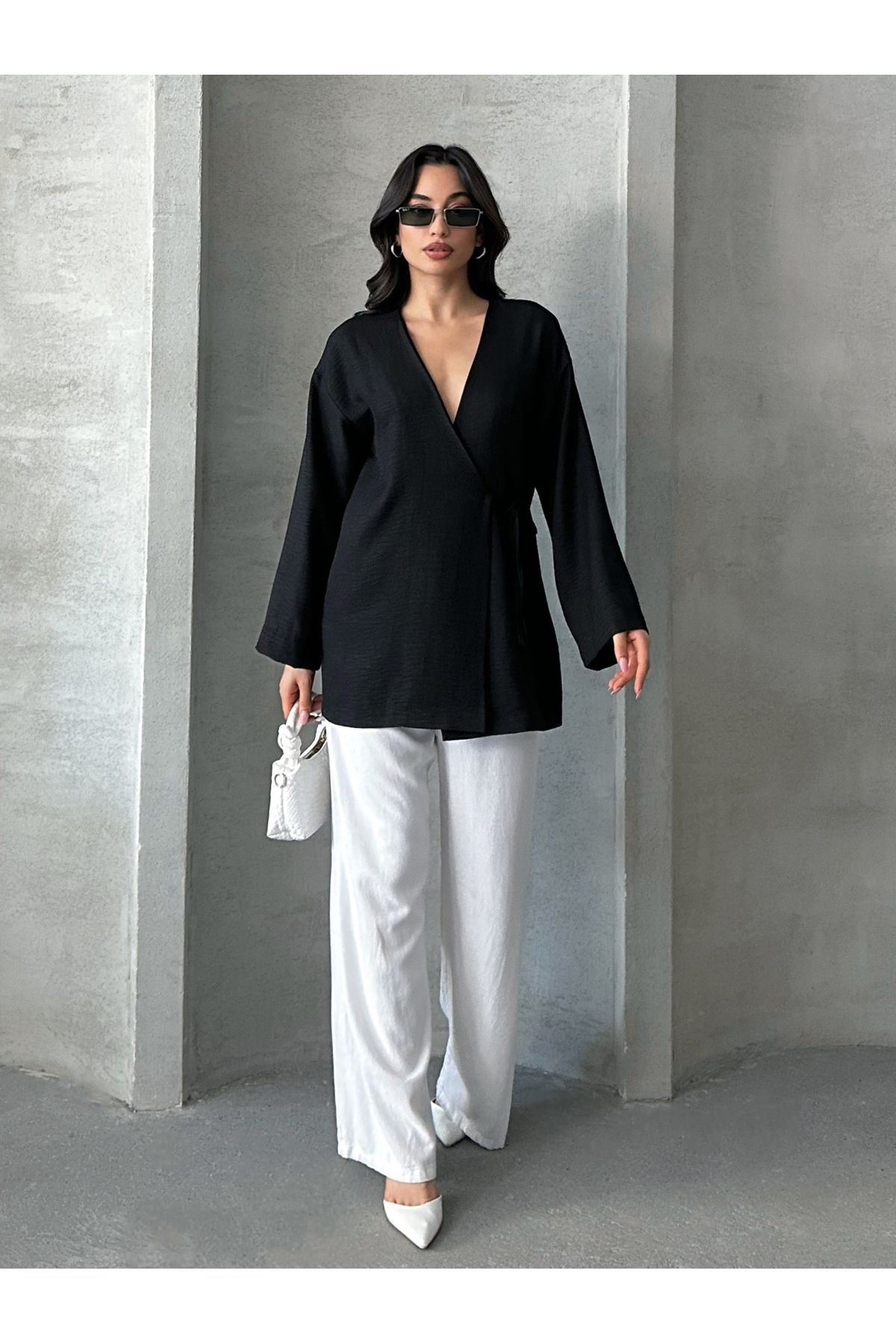 MD trend Kadın V Yaka Bağlamalı Kimono