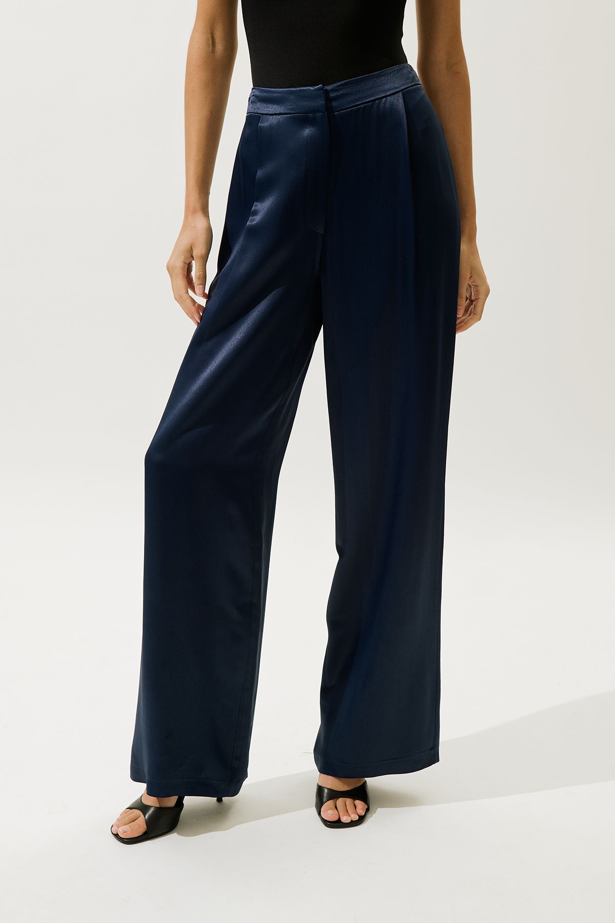 Manuka-Wide Leg Satin Evening Dress Pants Night Blue 4