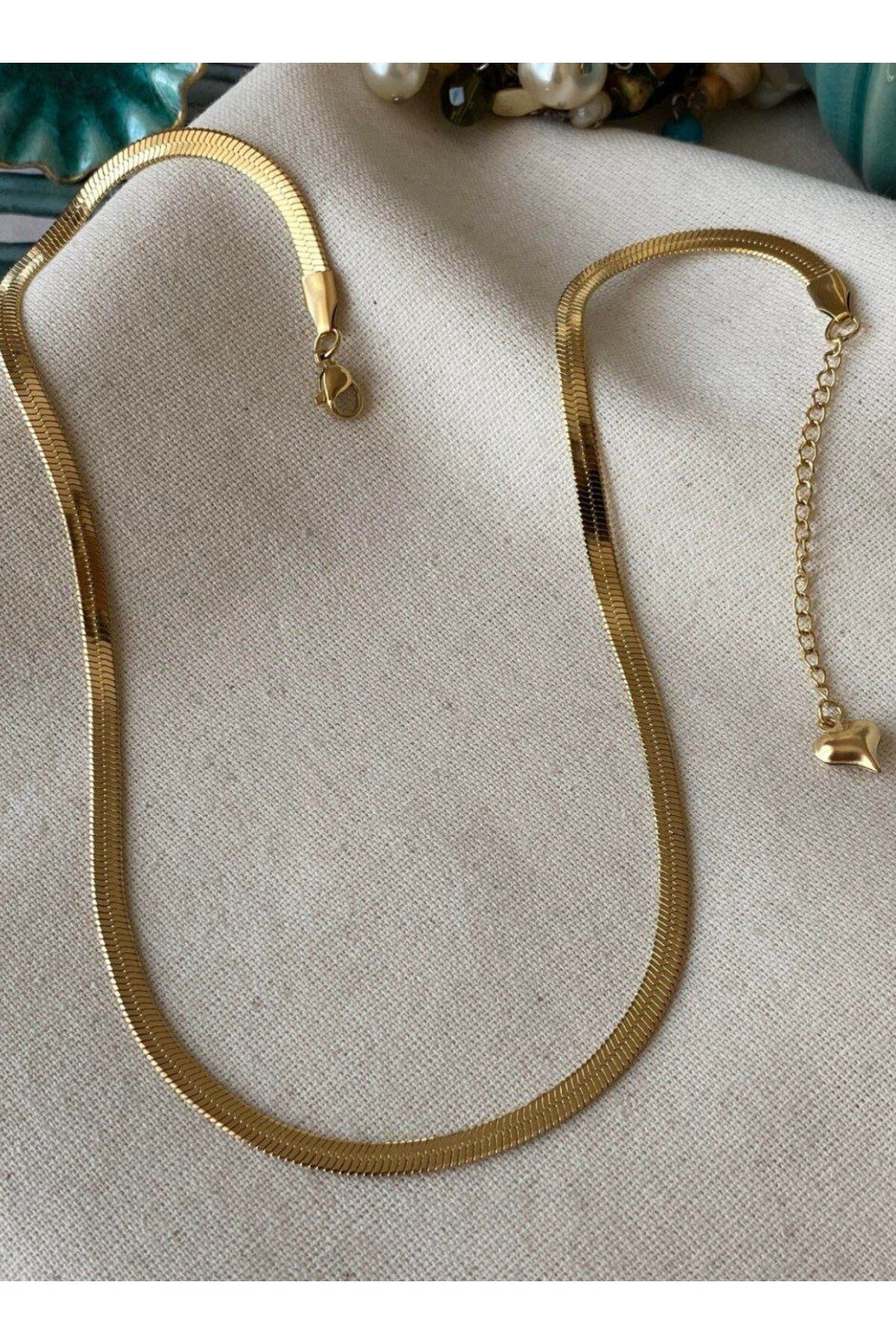 Butik İtalyan Yassı Zincir Kolye