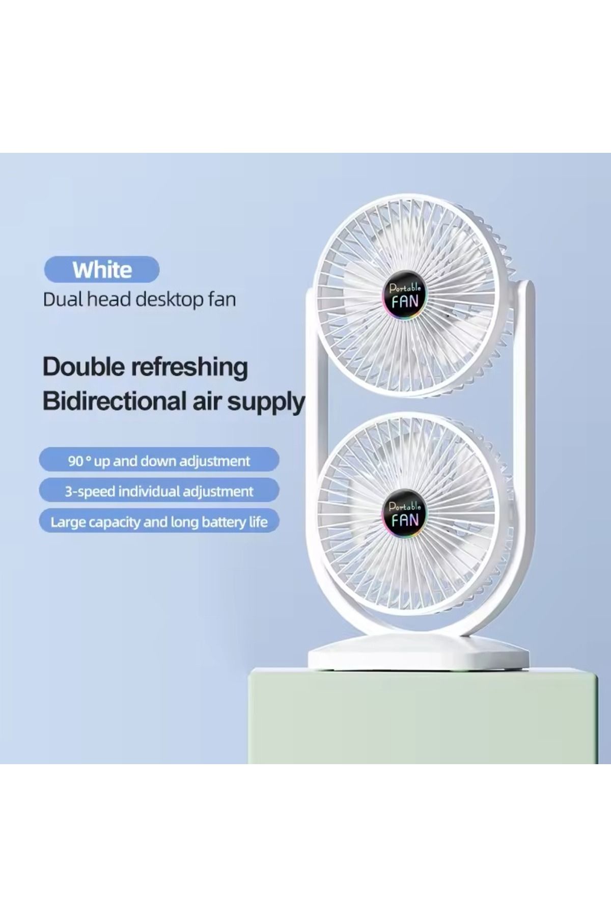 MEGAMUS 2'si 1 Arada Çift Başlı Fan İç ve Dış Mekan için İdeal Ayrı Yukarı Aşağı Kontrol, Çift Yönlü Soğutma