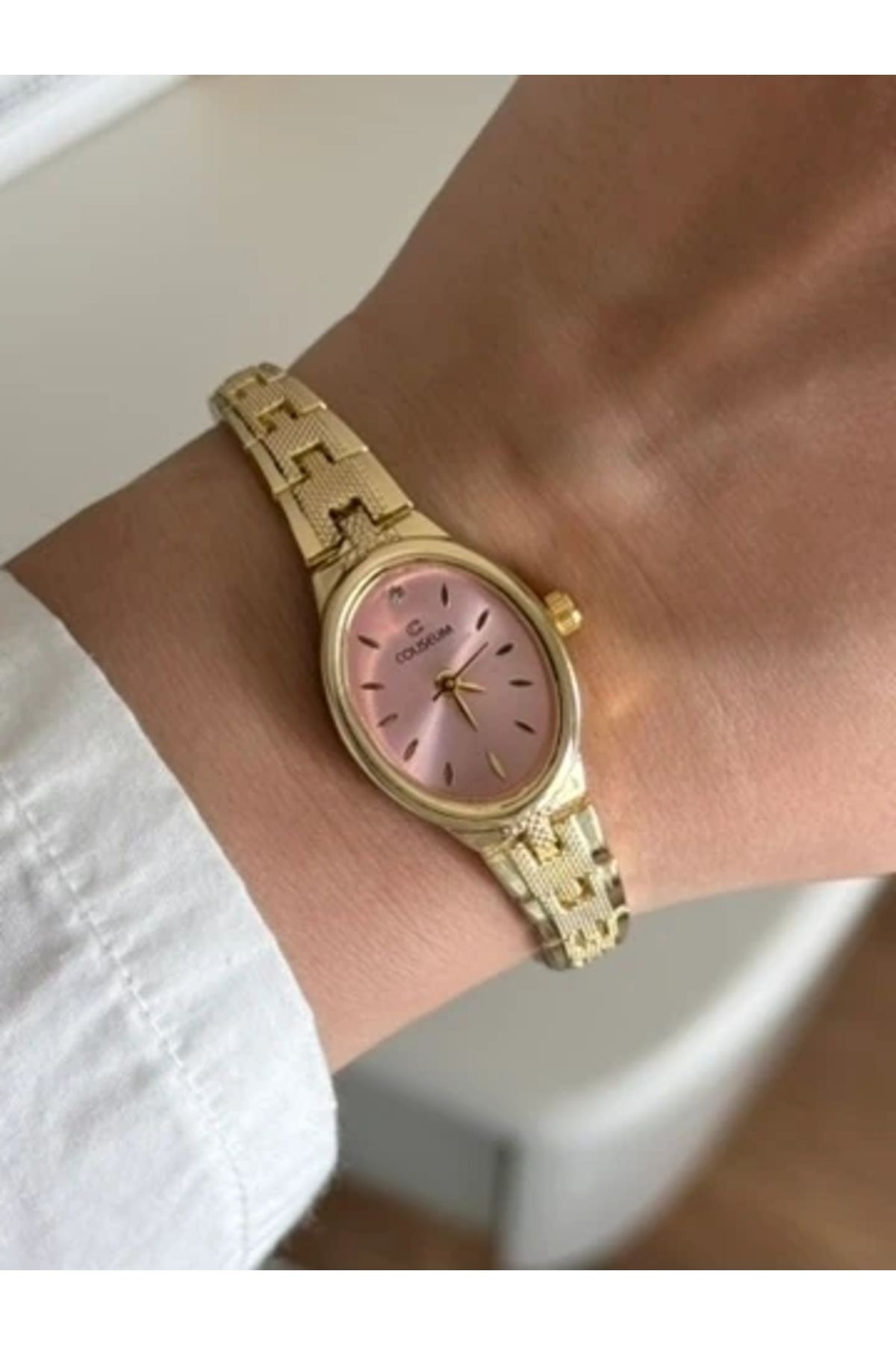 RoseandRoses Benibon Oval Kasa Minimal Kadın Kol Saati Gold (Pembe Kasa)