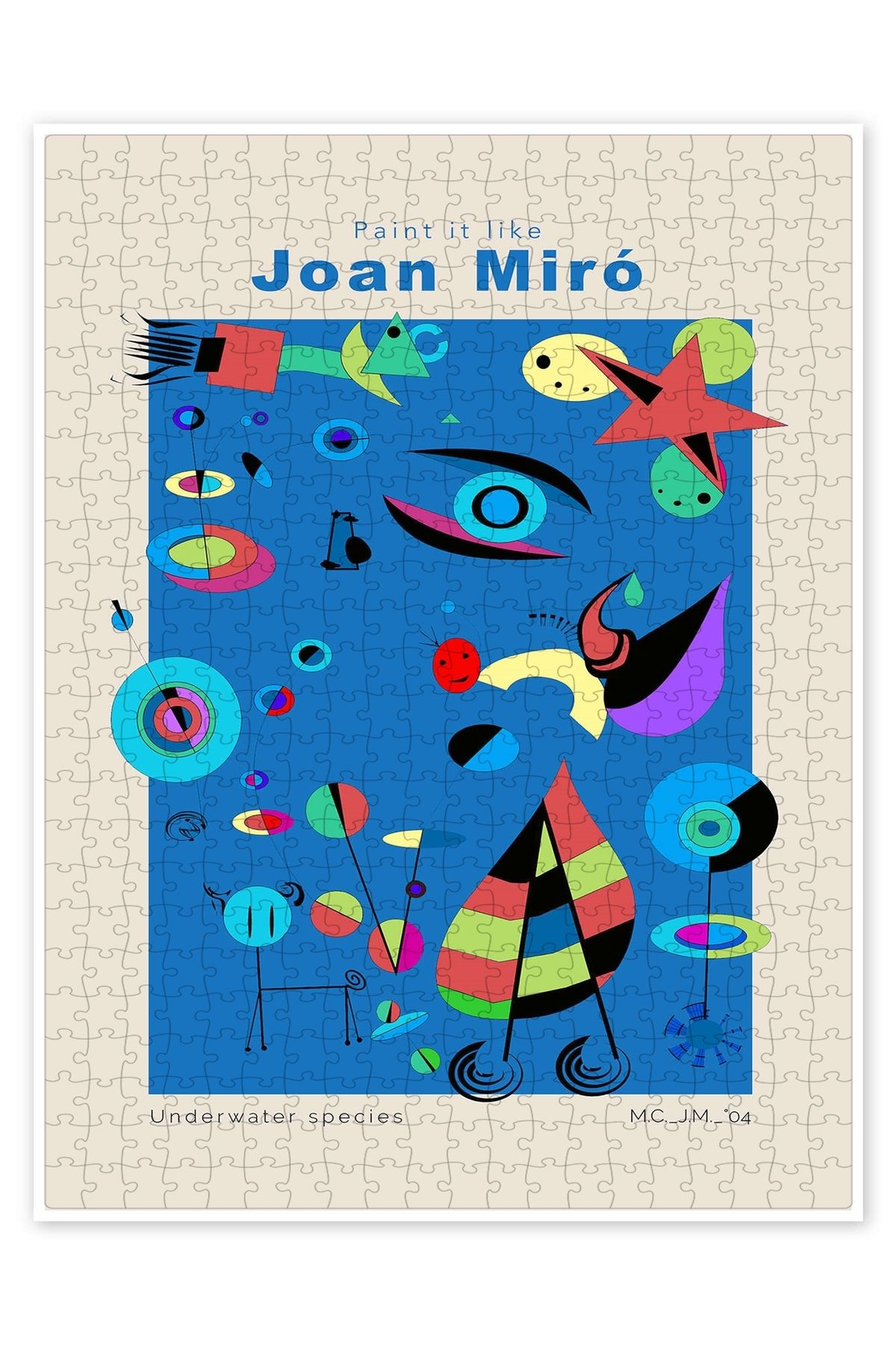 Jeronkarji Joan Miró - Sualtı türleri 500 Parça Puzzle Yapboz Bohem Soyut Sanat Temalı