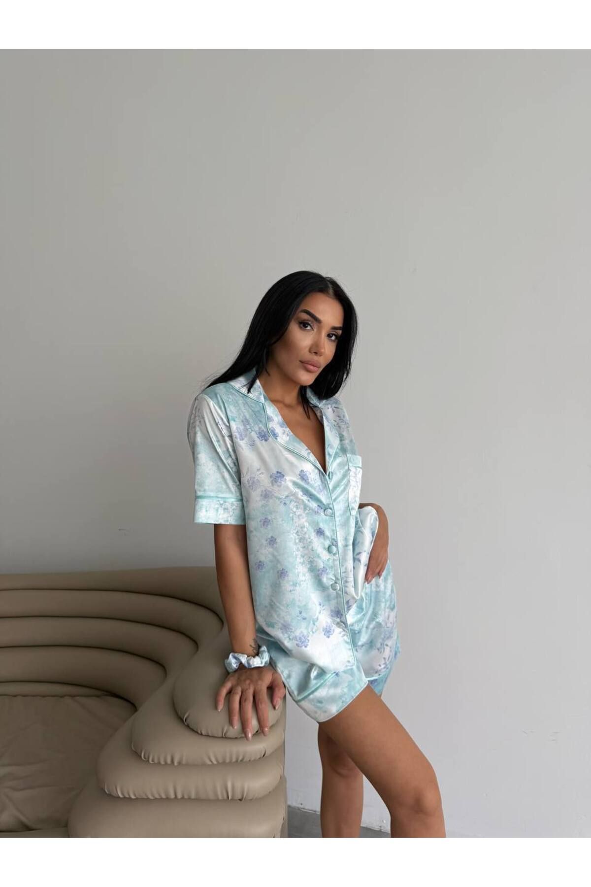 Mevran giyim Saten kısa pijama takımı