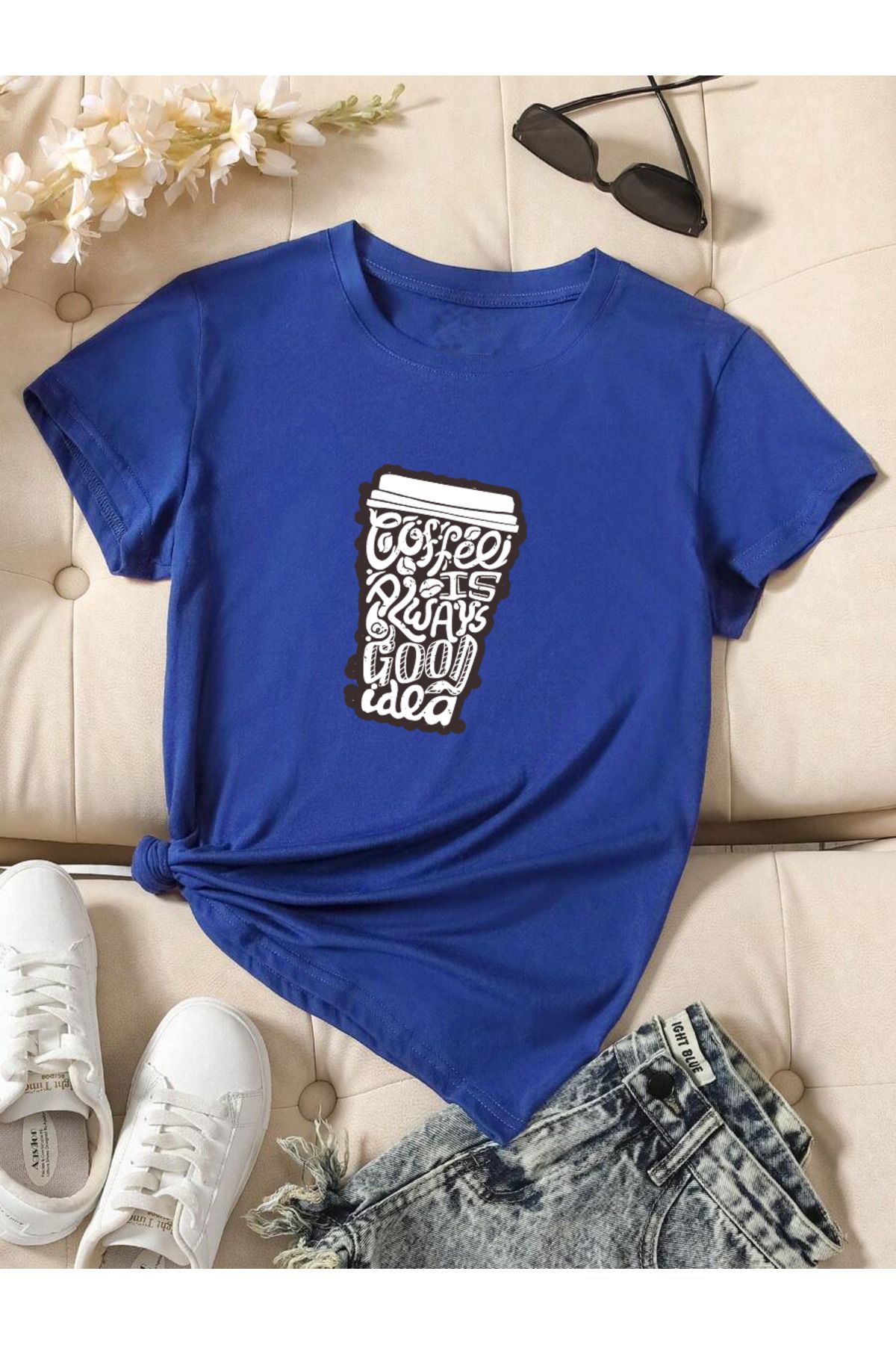 uyguntarz Unisex Kahve Severlere Özel Tasarım Basklı Tshirt