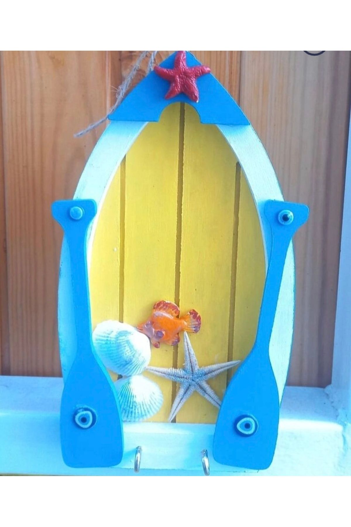Tasarım Ahşap El Boyaması Tekne Anahtarlık Duvar Süsü