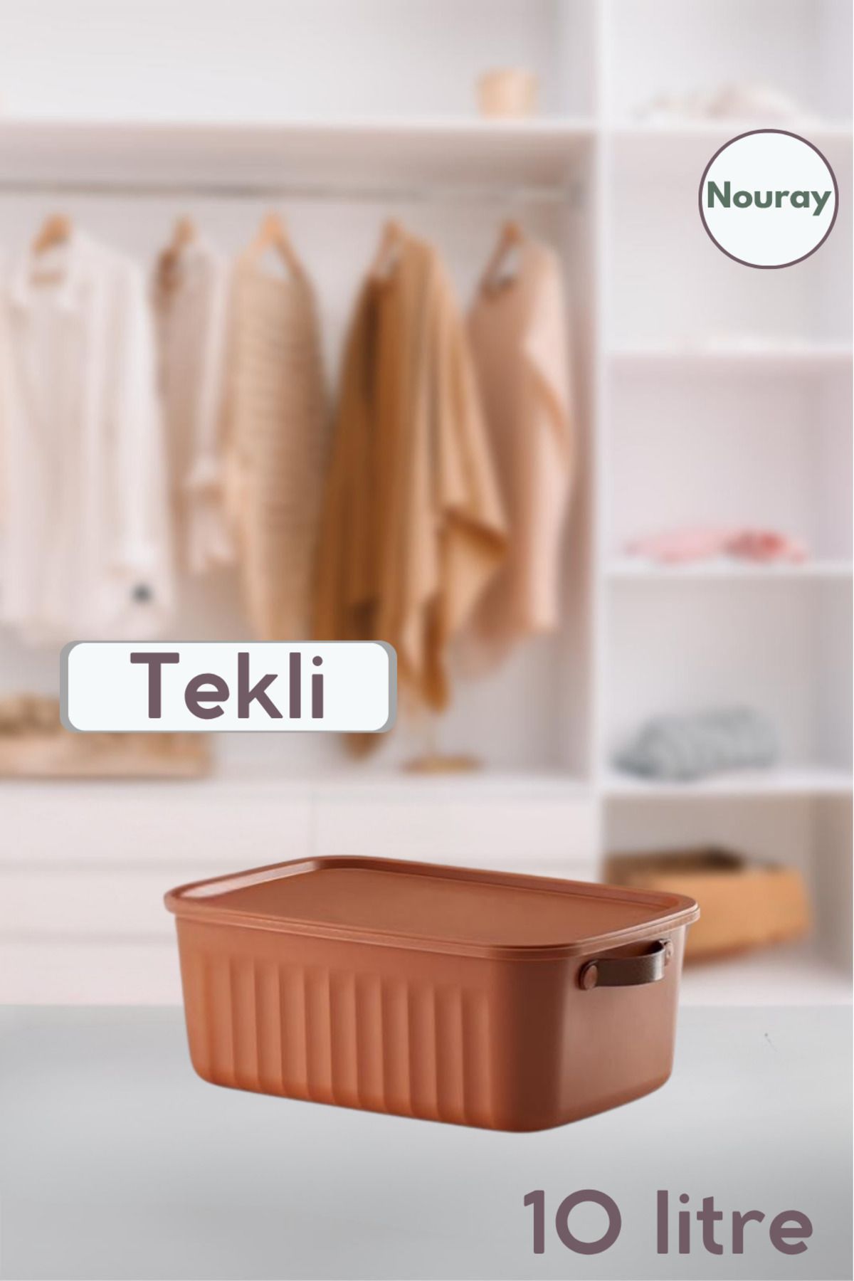 nouray Tekli AZ YER KAPLAYAN 10LT Çok Amaçlı Düzenleyici Kapaklı Kutu, Organizer