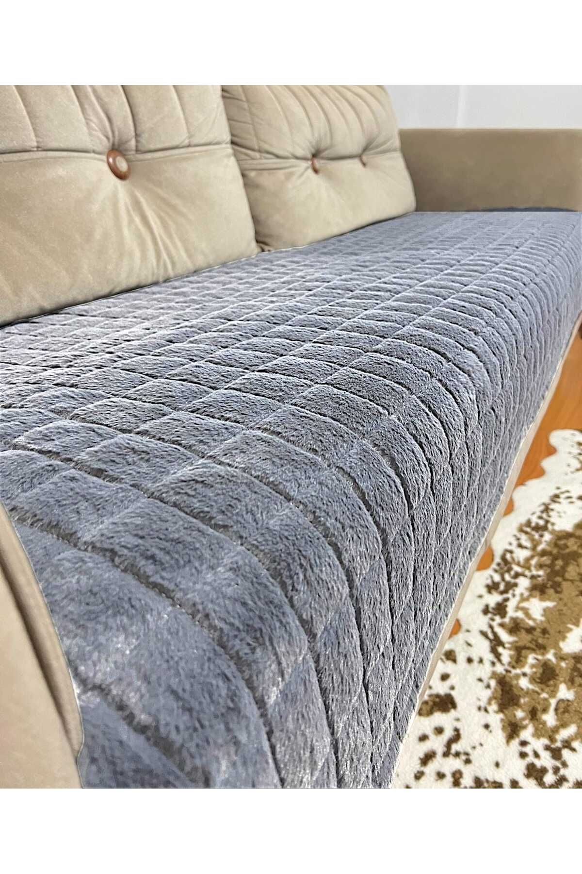DECORA CASA HOME COLLECTİON Puffy Bubble Tüy Kaymaz Taban Çekyat Koltuk Örtüsü 75x185