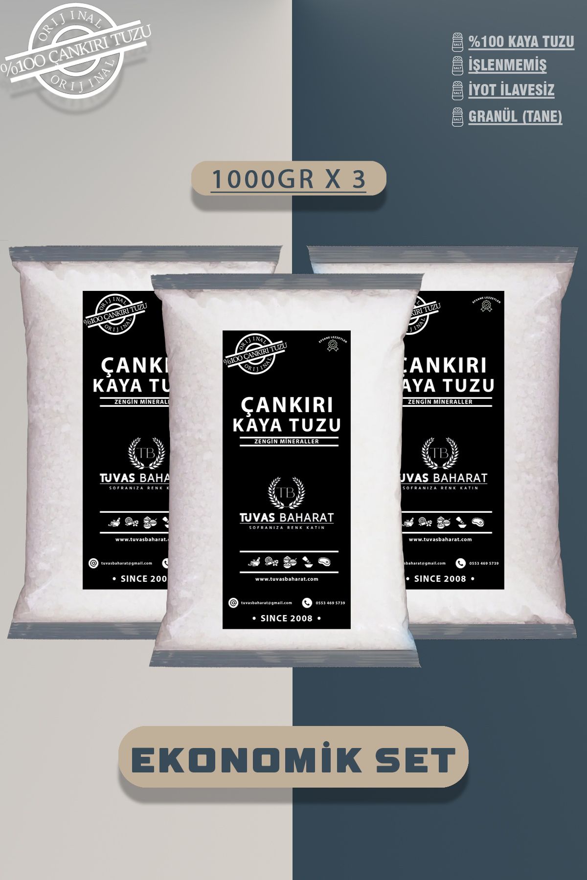 TUVAS BAHARAT Granül Kaya Tuzu (1000 GRX3) Tane Kristal Çankırı