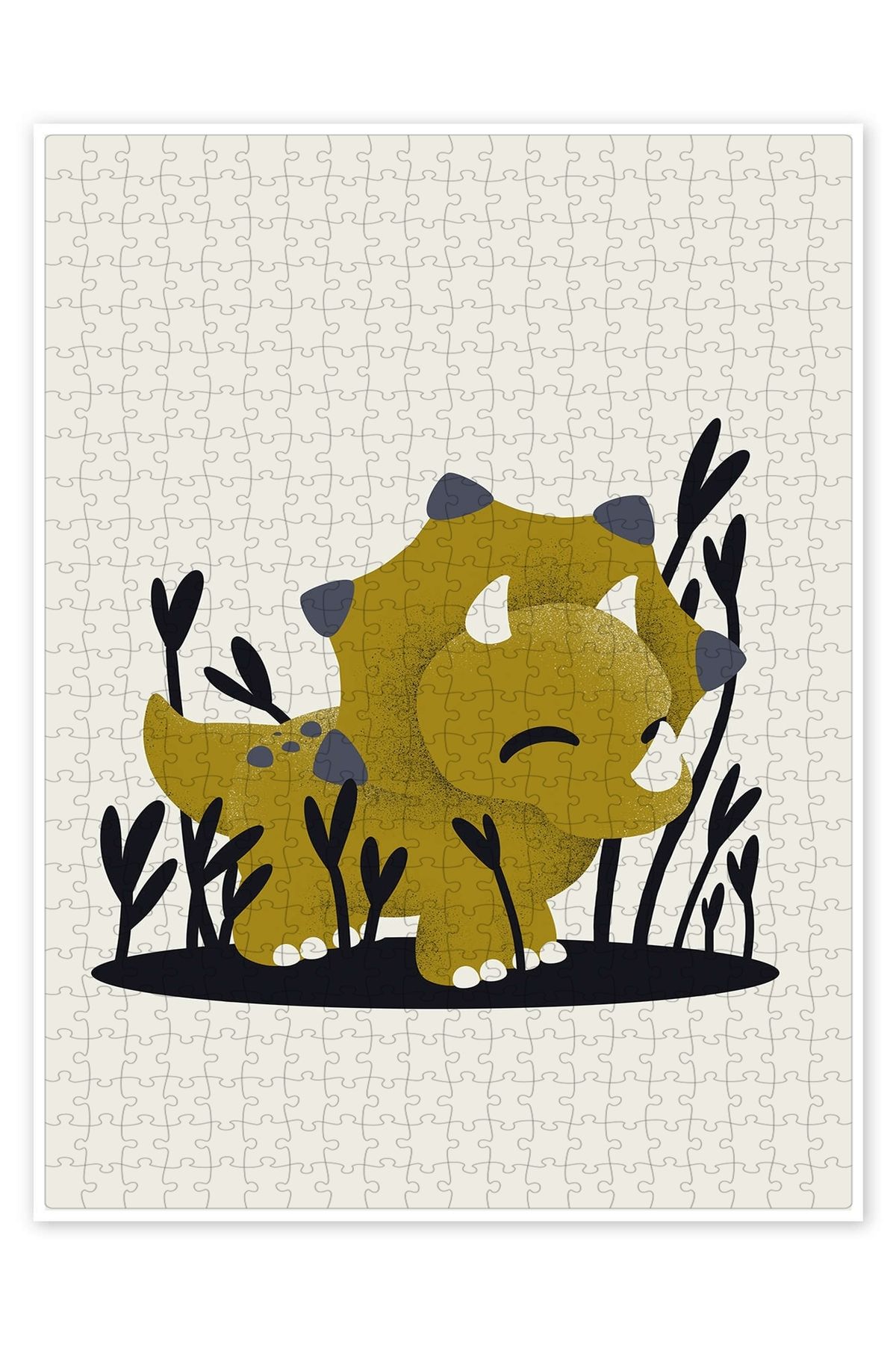 Jeronkarji Triceratops 500 Parça Puzzle Yapboz Çocuklar için Neşeli Hayvan Temalı