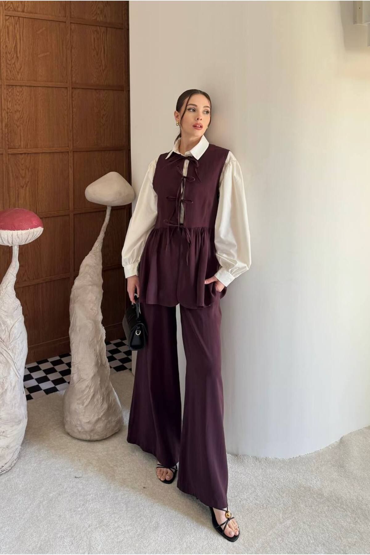 Molly Nelly Kadın Yazlık Yelek Pantolon Bağlamalı Takım
