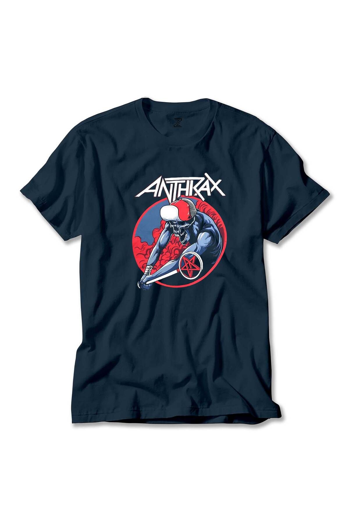 Z zepplin Anthrax Pentegram Lacivert Tişört