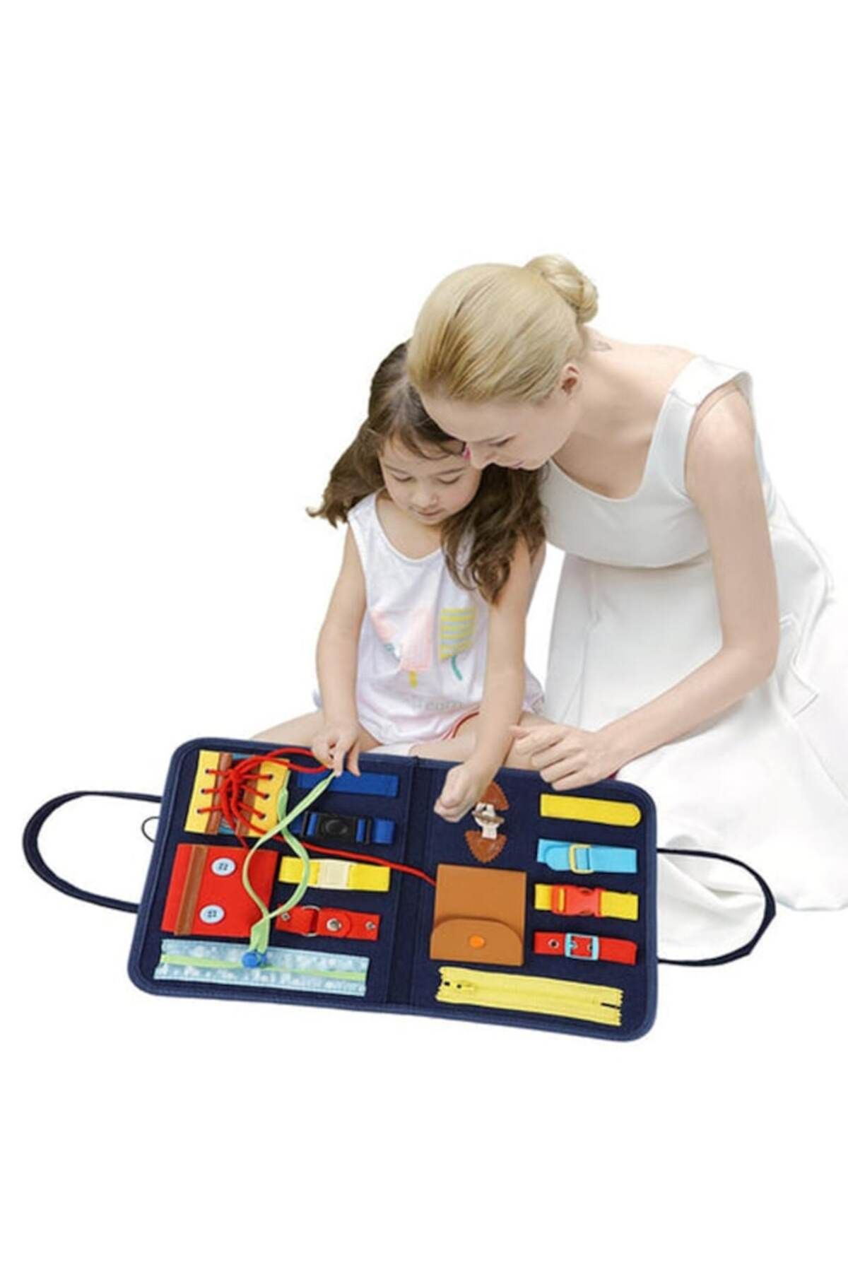 indiggo-Ghiozdan senzorial pentru copii 1-5 ani, material din fetru, cu 14 activități, 45x28 cm 3
