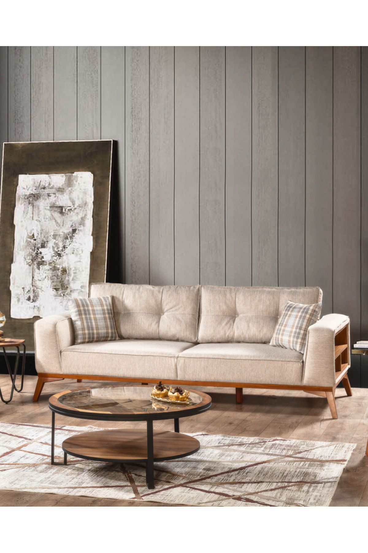 Velura Home & Living Vanessa Üçlü Koltuk & Kanepe (3'lü) - Krem