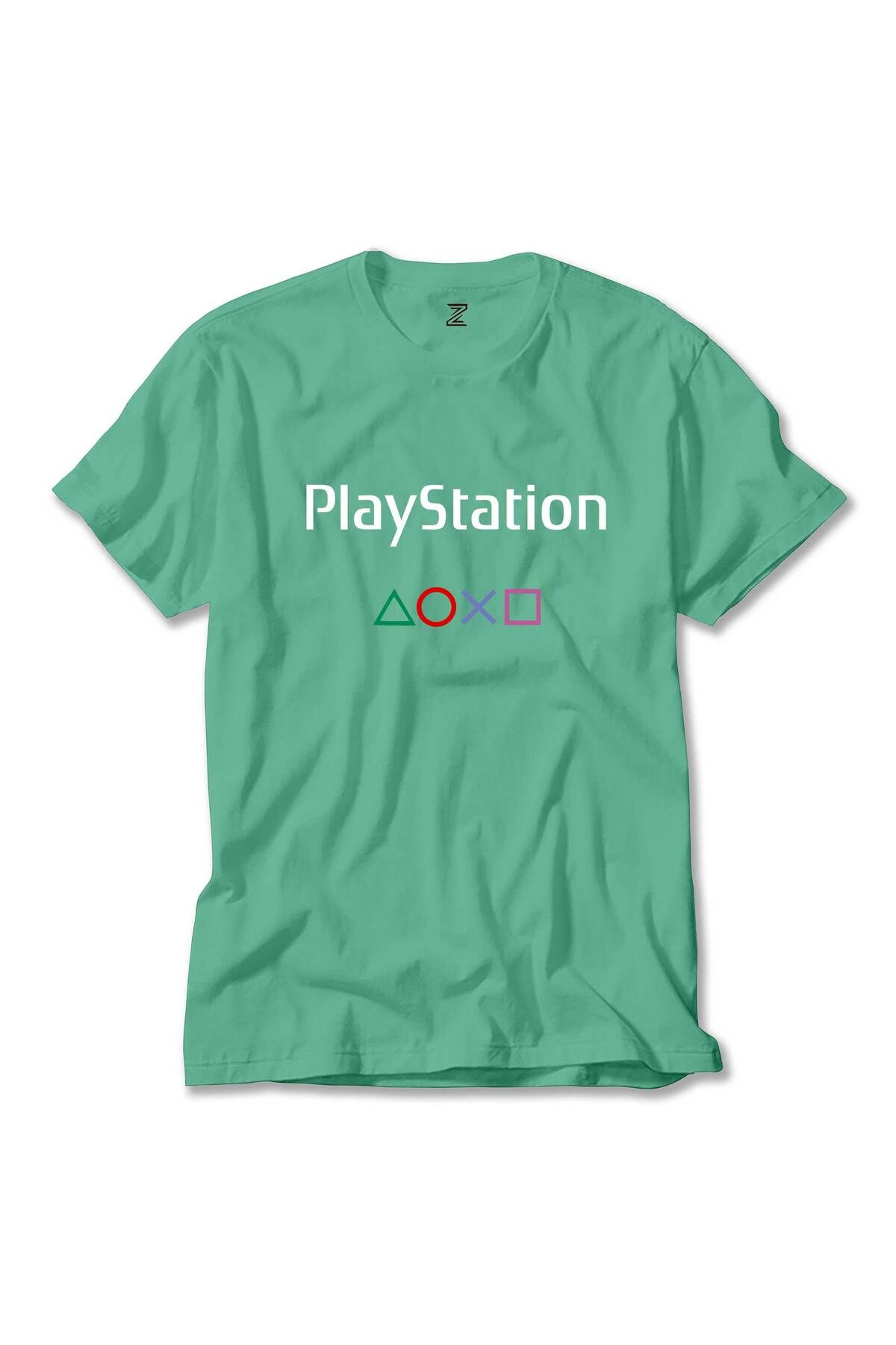 Z zepplin Playstation Text Consol Yeşil Tişört
