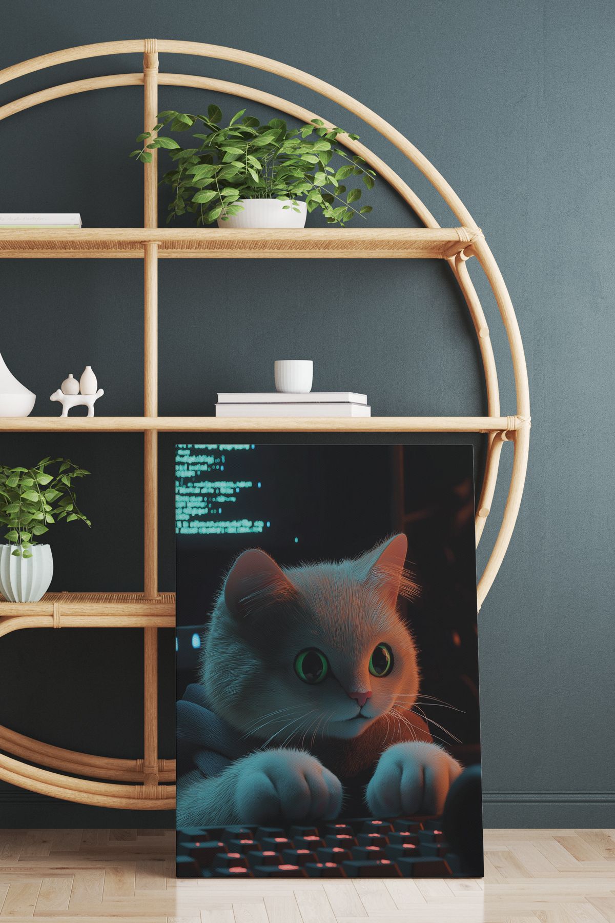 SELMIRA Hacker Kedi Kanvas Tablo