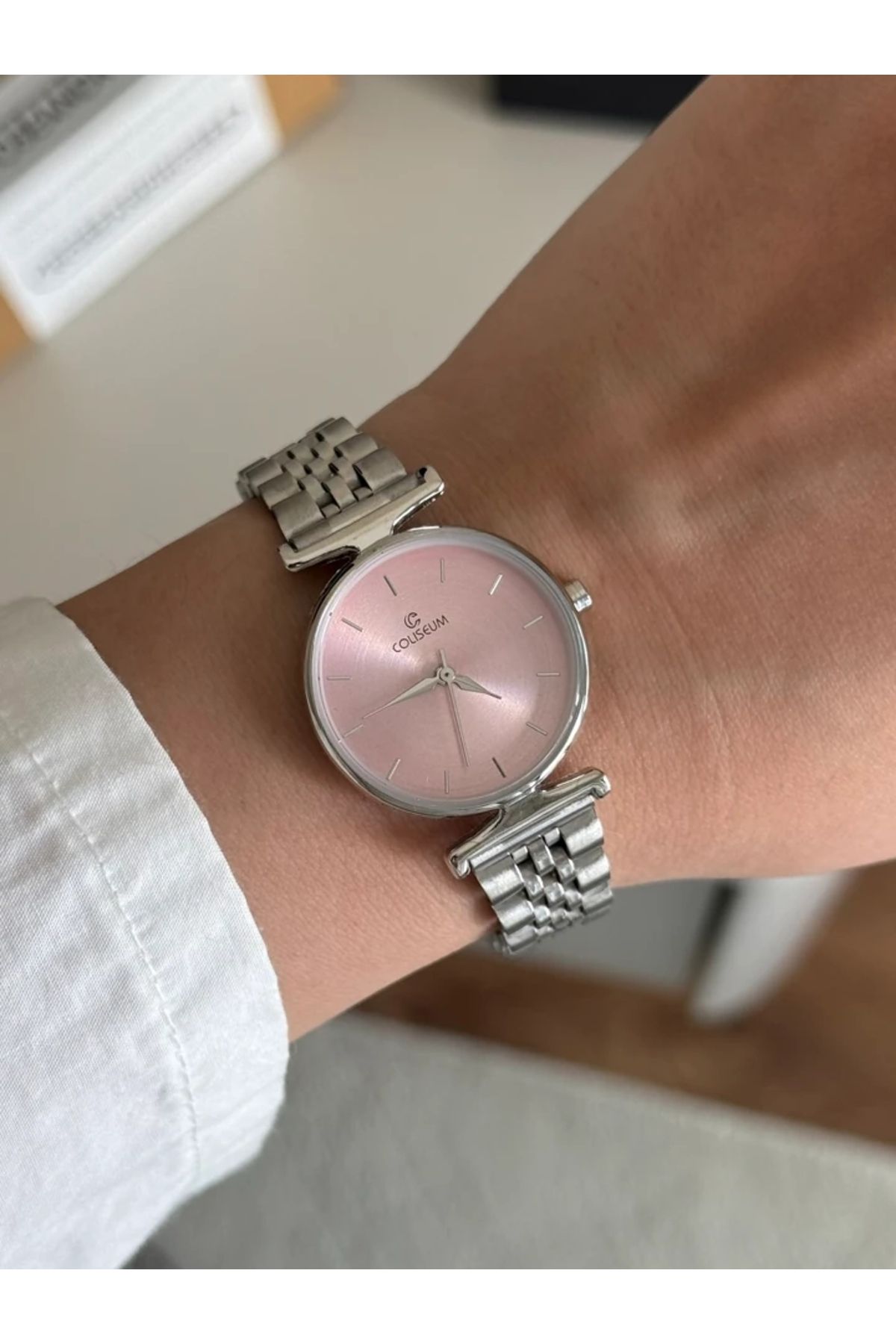 RoseandRoses Orsette Yuvarlak Kasa Minimal Kadın Kol Saati Gümüş (Pembe Kasa)