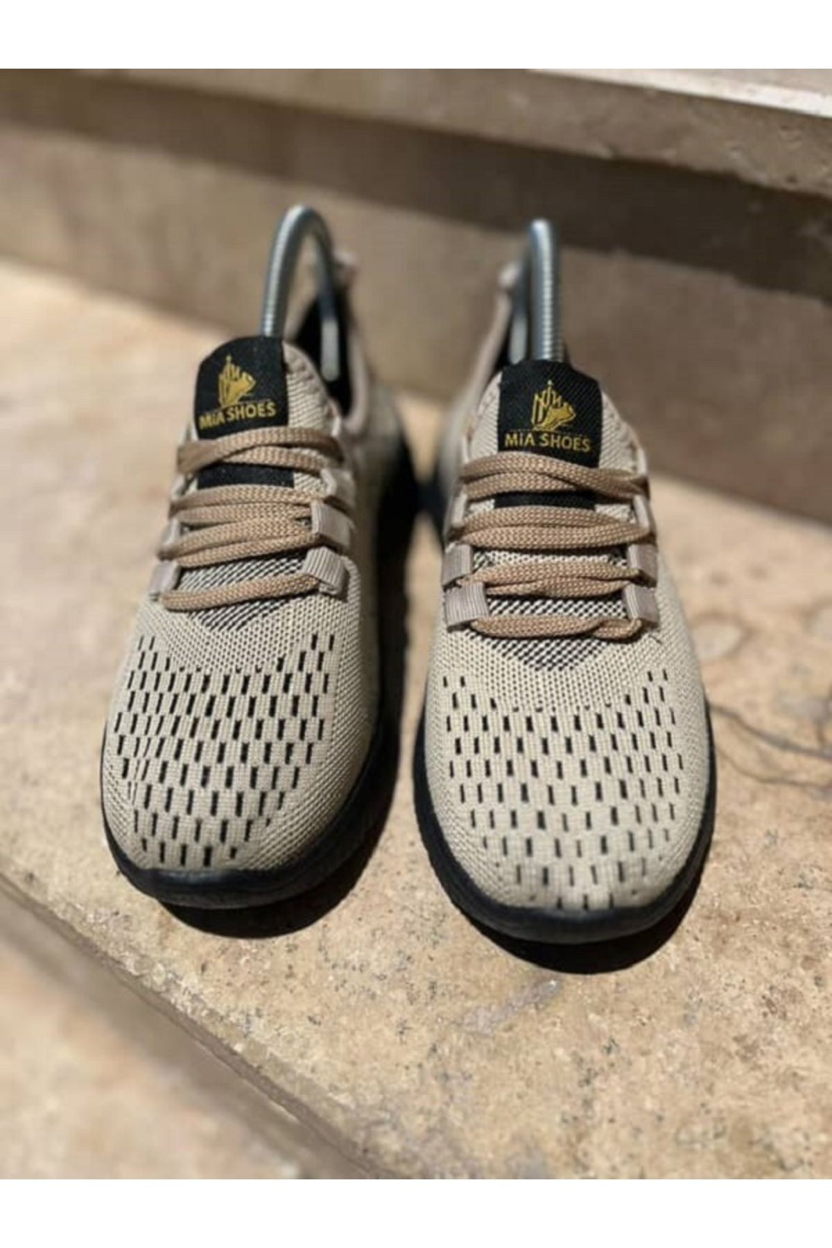 SporFit Shoes Kadın Krem Renk Triko Yazlık Rahat Günlük Ayakkabı
