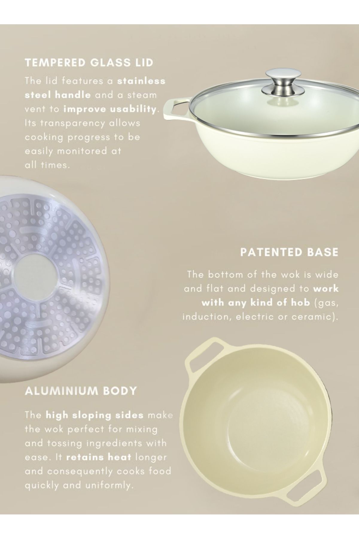 X SPRING-10-PCS Granite Non-stick Cookware Set,Scald-proof Handle,Suitable for multiple people(Beige) 4