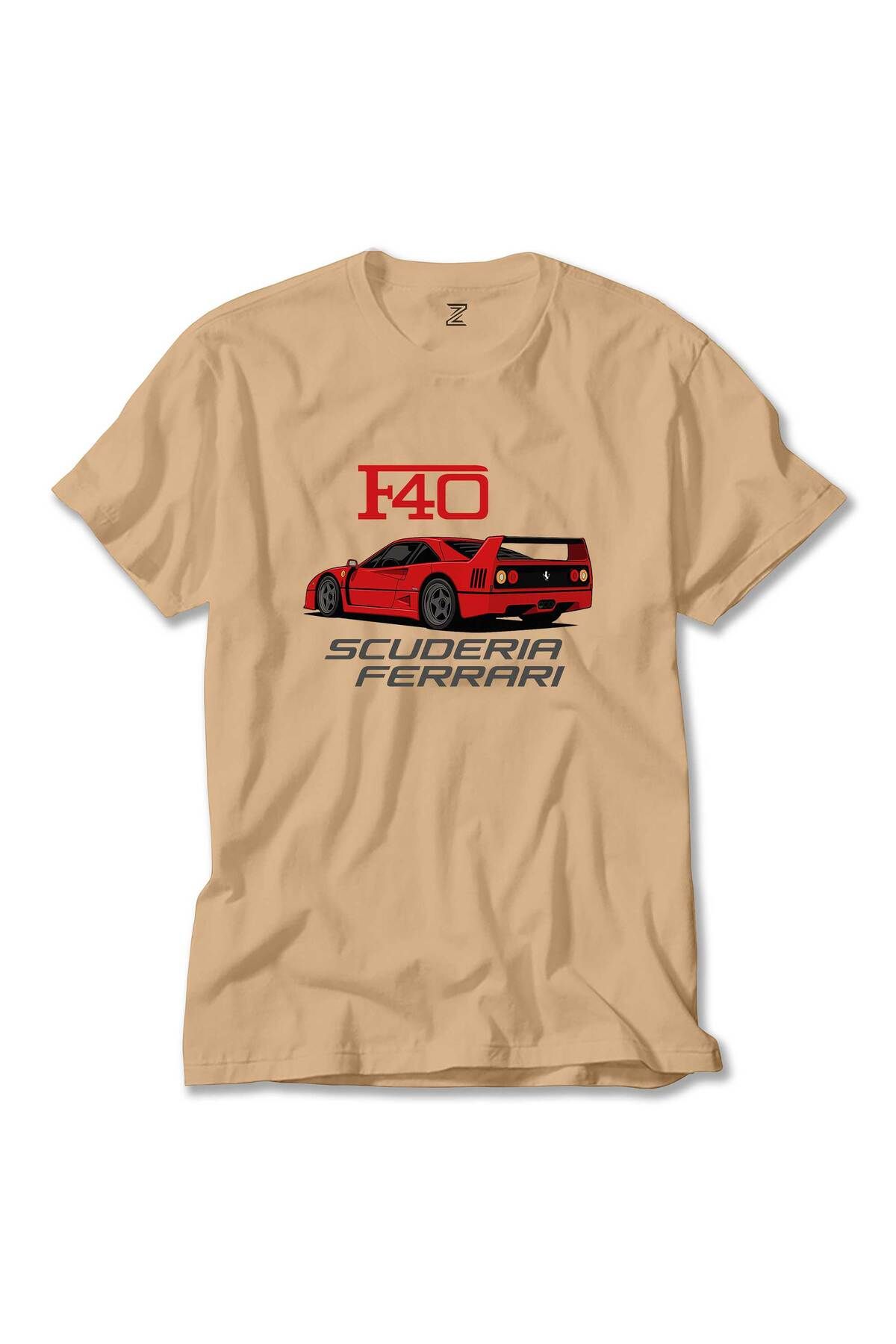 Z zepplin Ferari F40 Krem Tişört