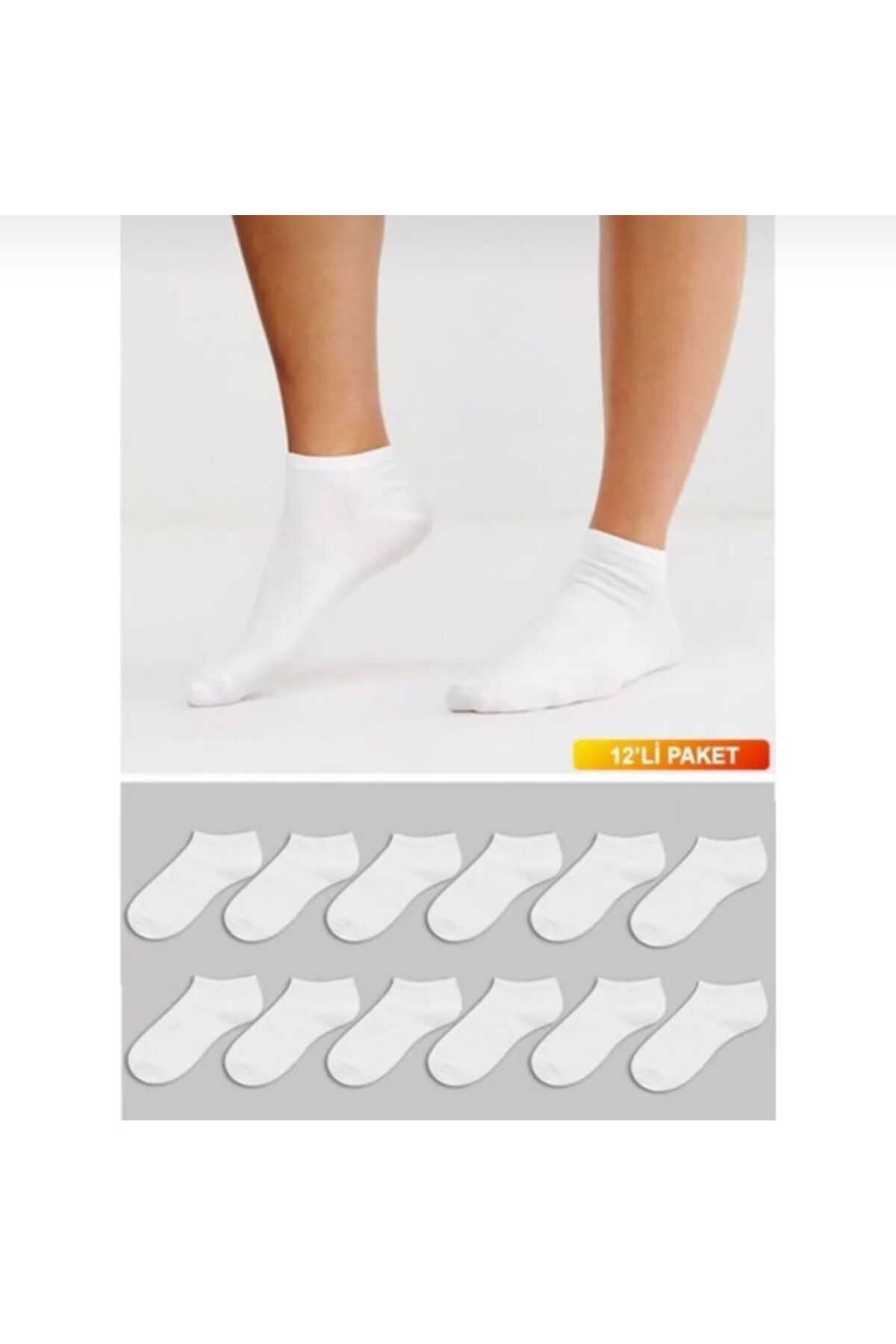 AyganStore 12 Çift Penye Pamuklu Likralı Erkek Patik Çorap