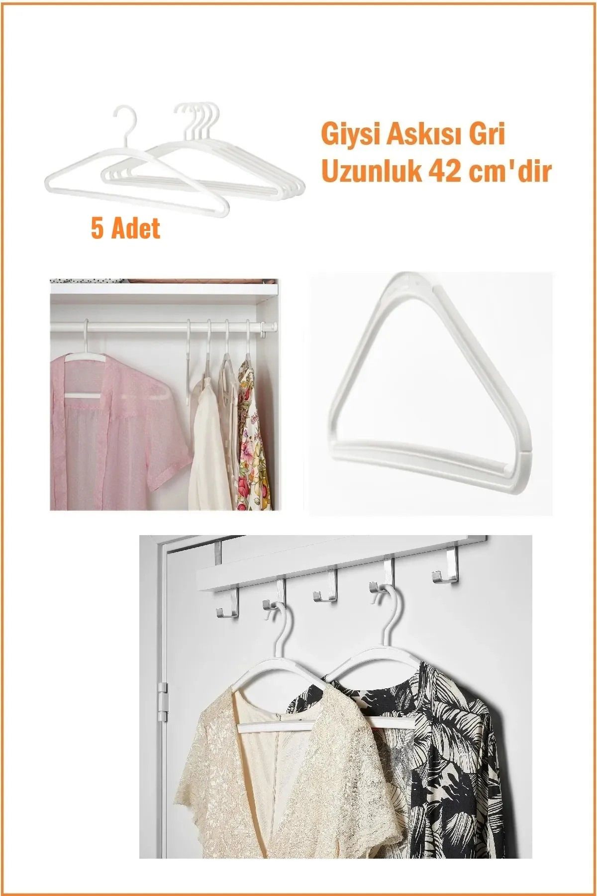 IKEA QUİCK 5 Parça Kaymaz Yüzey Plastik Askı Plastik