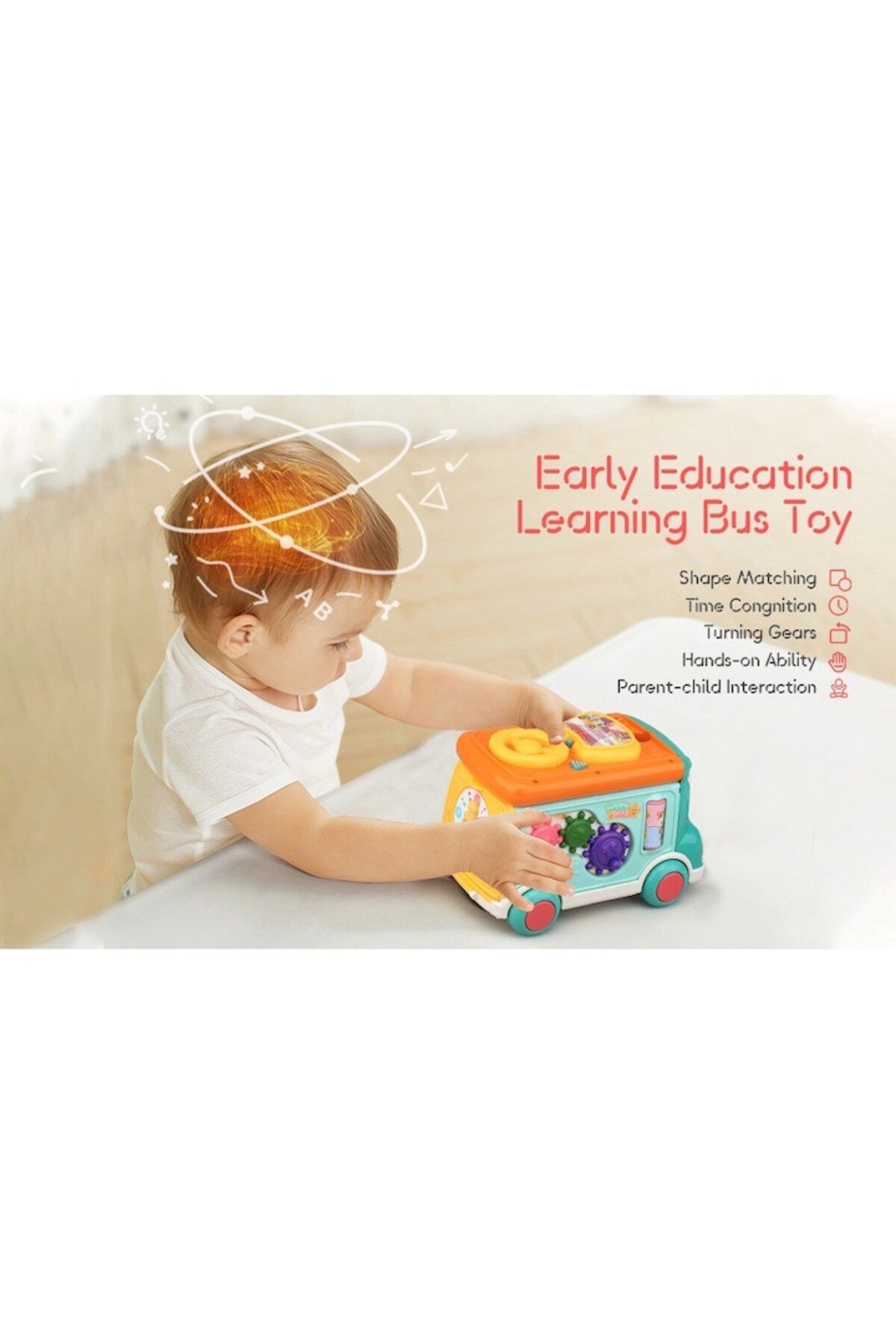 indiggo-Interactive Multifunctional Toy FunSchoolBus, Educational Bus with Whack-a-Mole Game, Shape and Numb 3