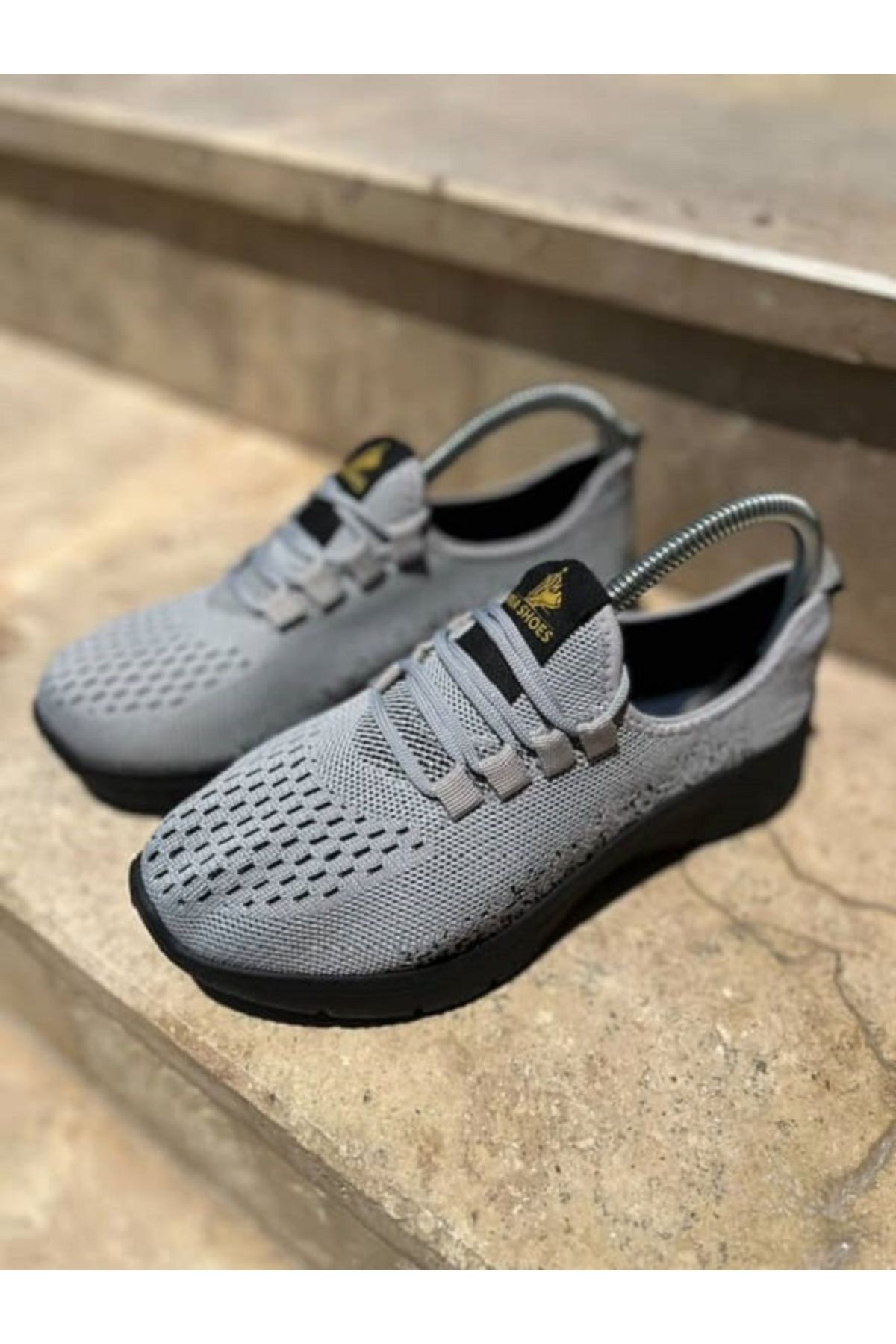 SporFit Shoes Kadin Gri Renk Triko Yazlık Rahat Günlük Ayakkabı