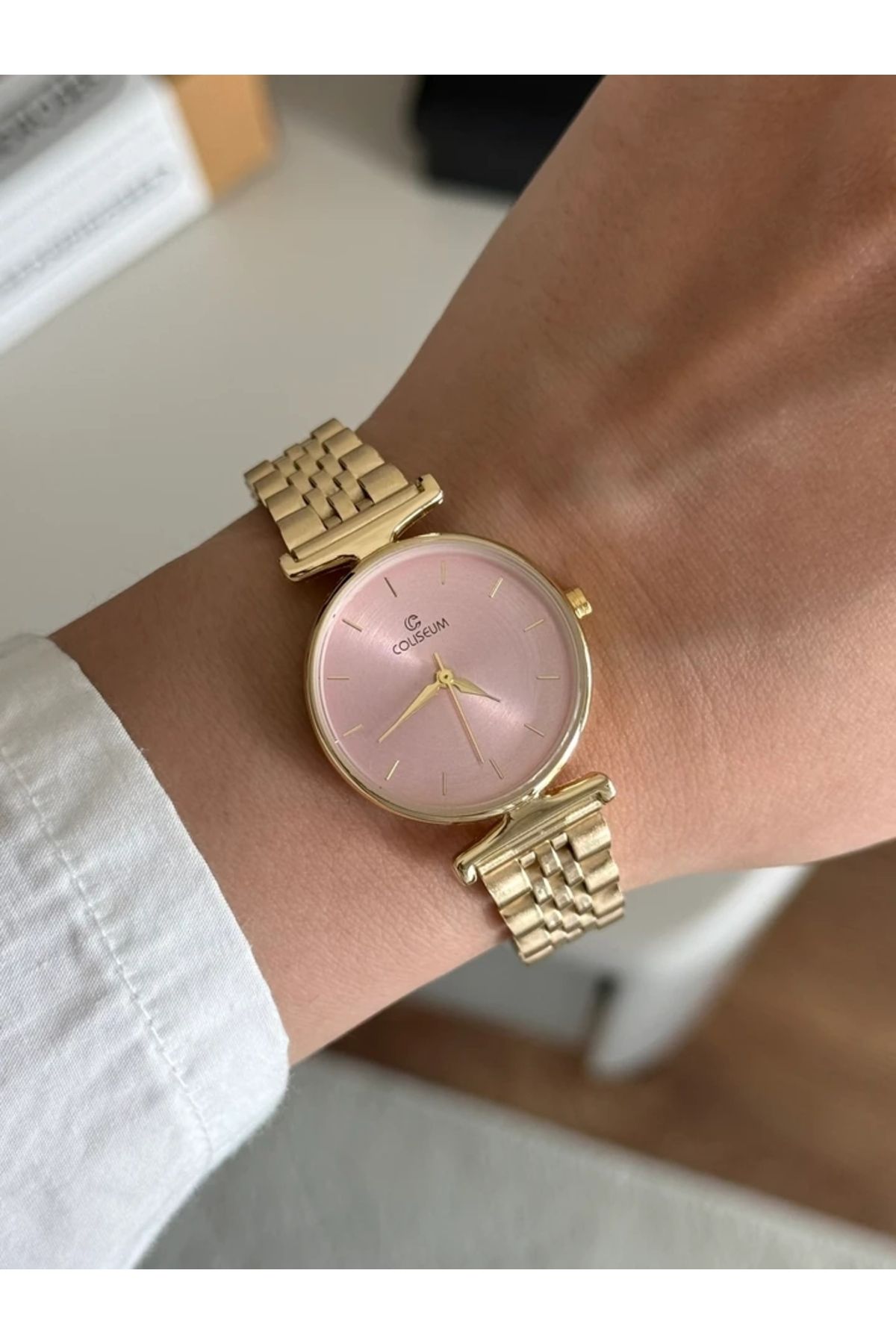 RoseandRoses Orsette Yuvarlak Kasa Minimal Kadın Kol Saati Gold (Pembe Kasa)