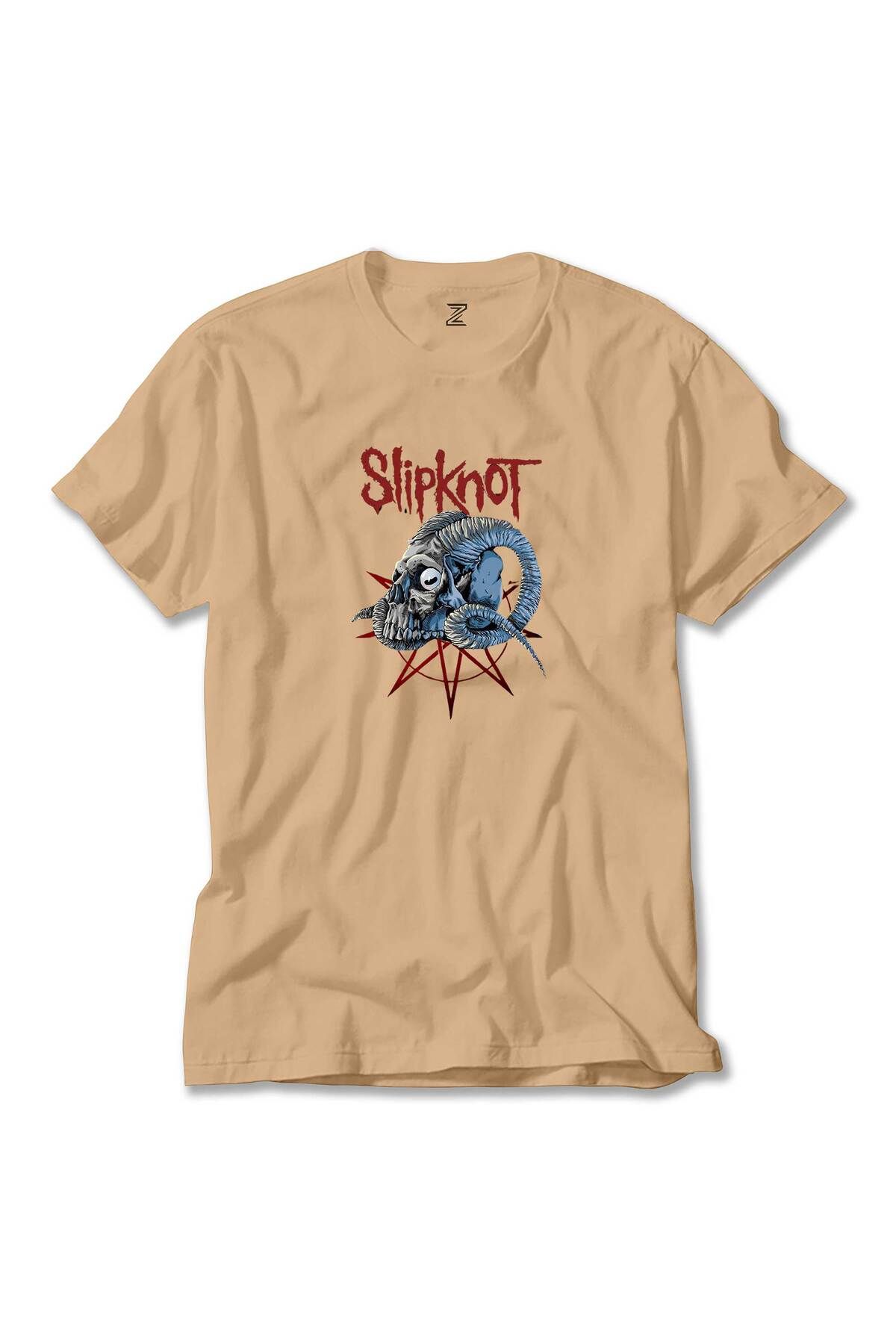 Z zepplin Slipknot Ram Head Krem Tişört