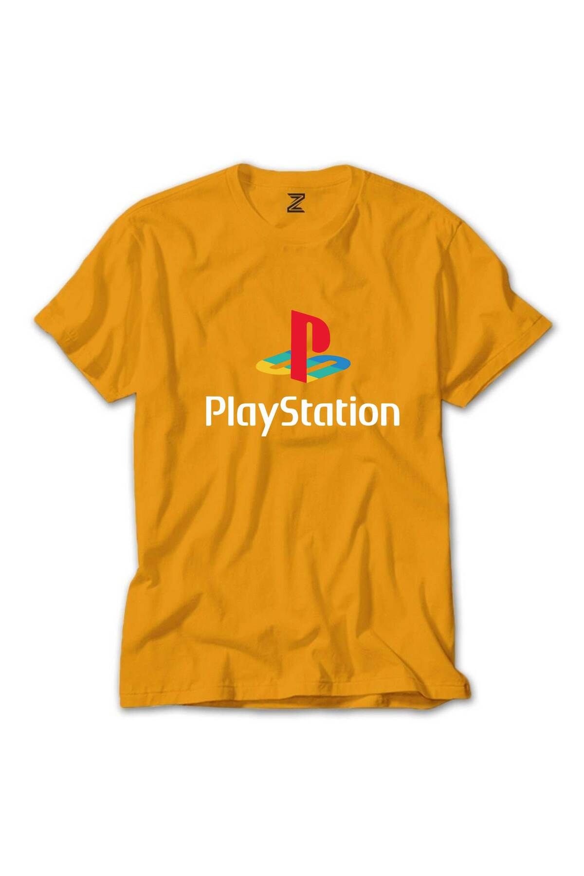 Z zepplin Playstation Logo White Sarı Tişört