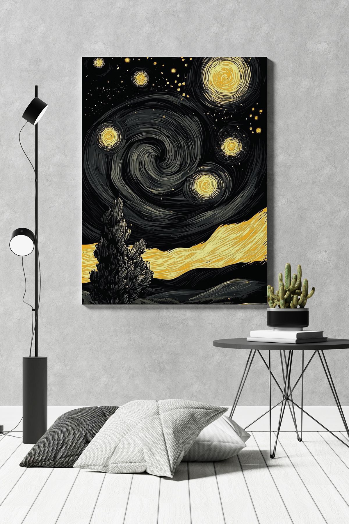 SELMIRA Van Gogh Sarı Siyah Kanvas Tablo