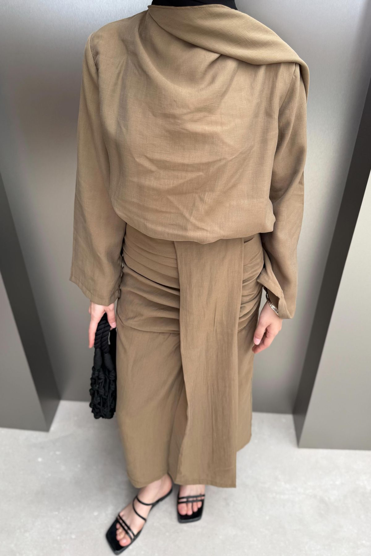 Butik kadın şal detaylı takım