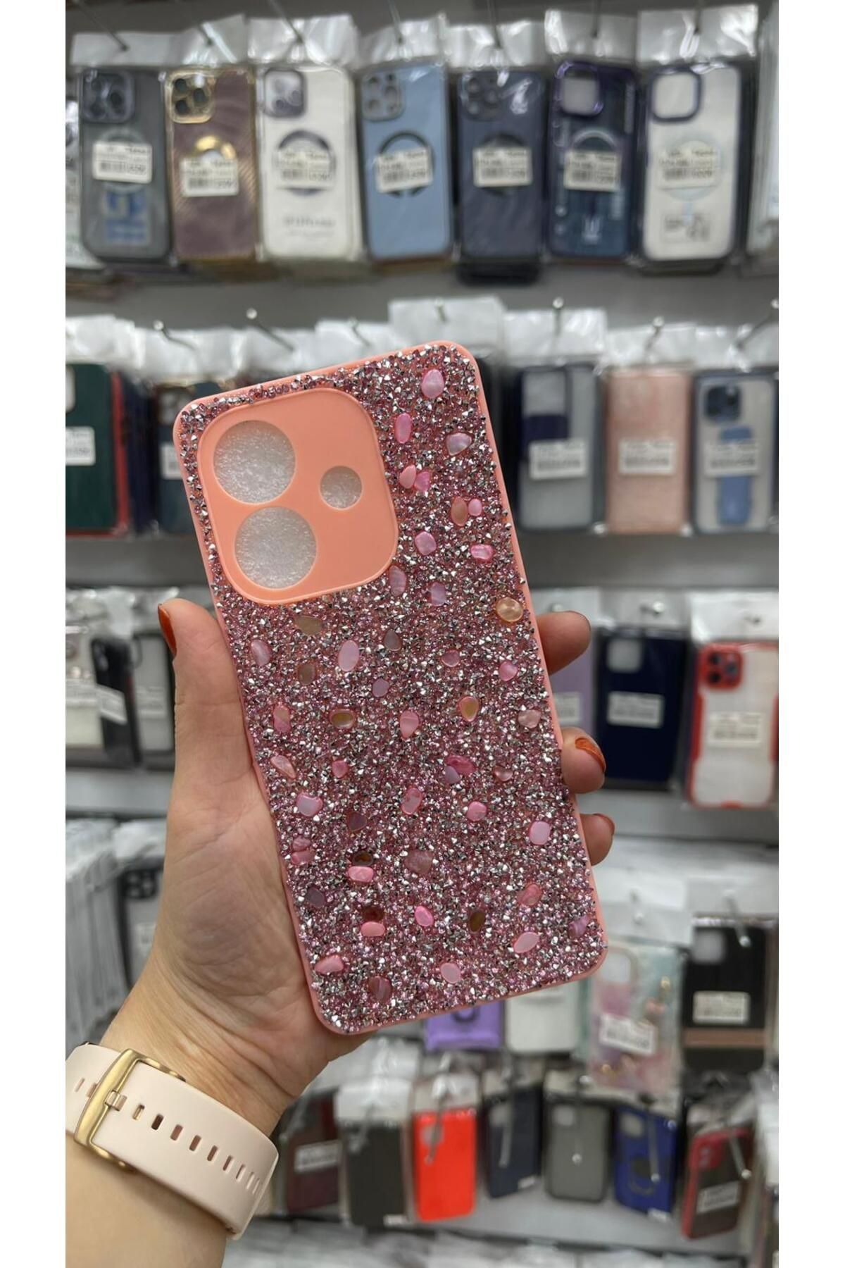 TECNOTREND Oppo A3 2024 Kılıf Parlak Taşlı Tasarım Pırlanta Kapak