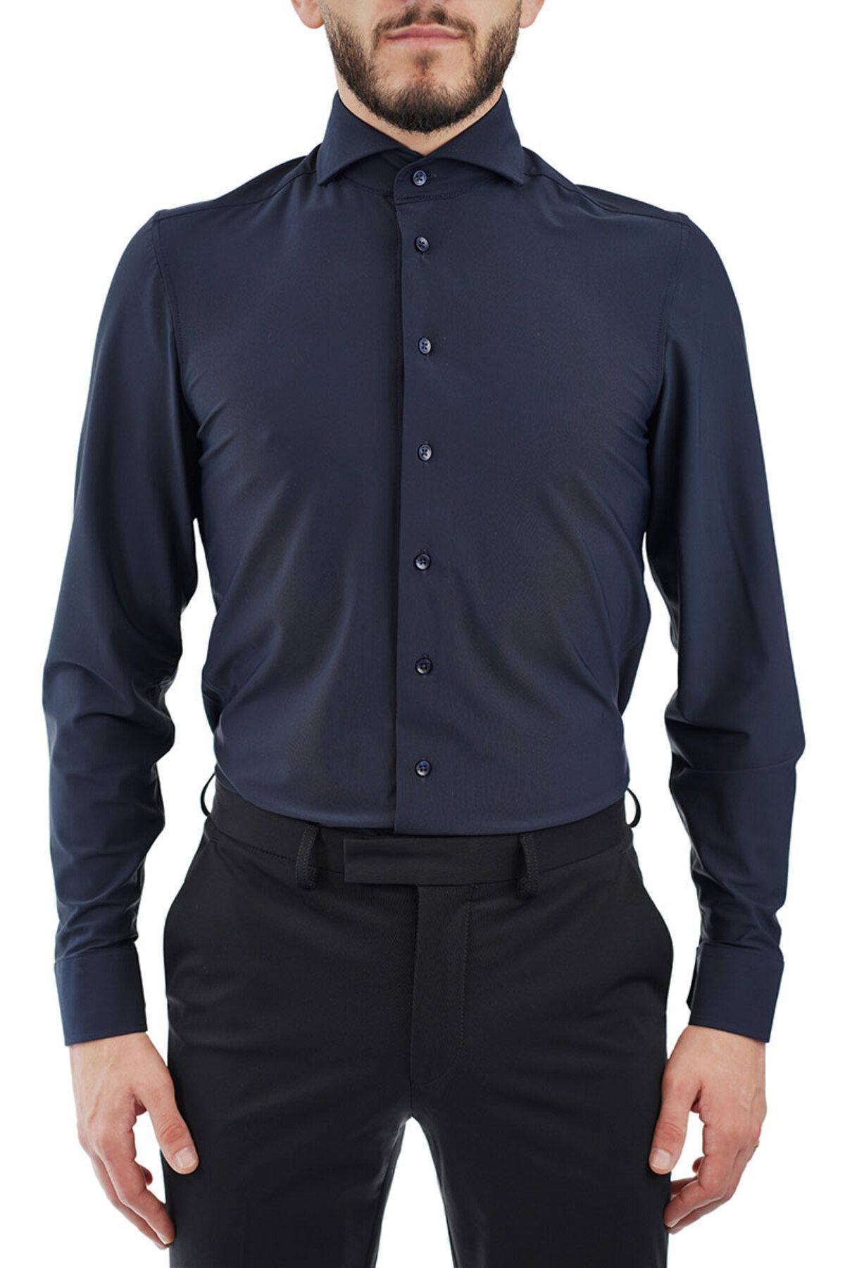 IOS - Innovation of suiting-CĂMAȘĂ ELASTICĂ - IOS by Maica - ALBASTRU ÎNCHIS, S 1