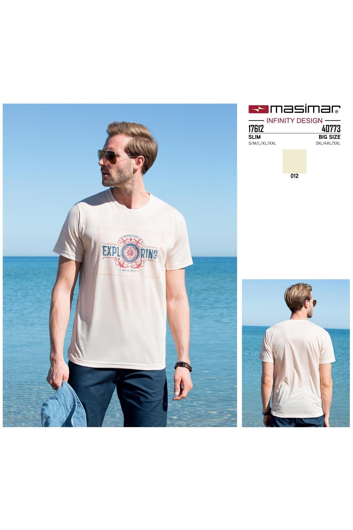 Masimar-Men's Print Detailed Crew Neck T-Shirt 2