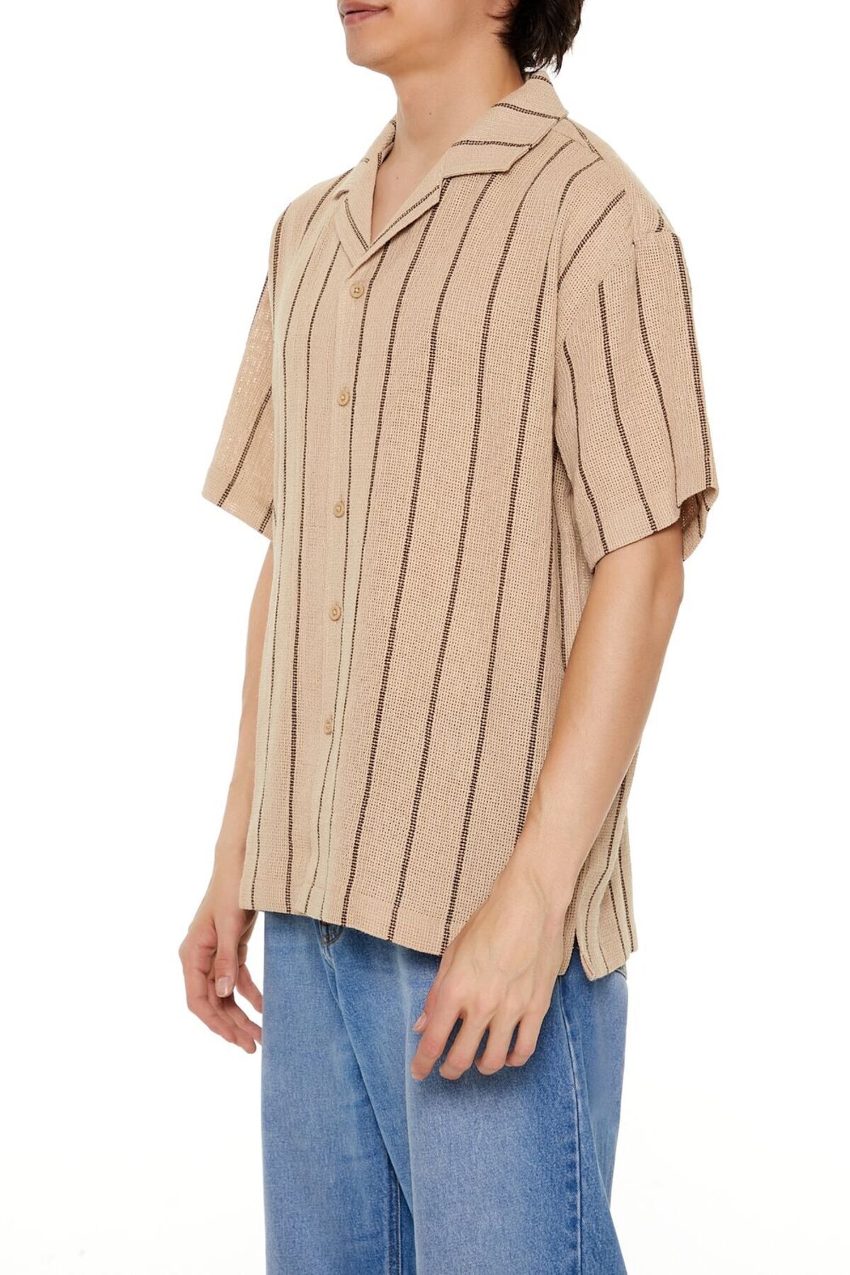 Forever 21 Çizgili Küba Yaka Gömlek