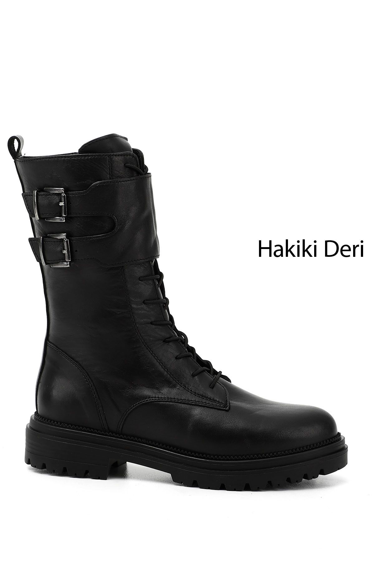 GÖNDERİ(R) Kadın / Kız Siyah Fermuarlı Hakiki Deri Postal Bot