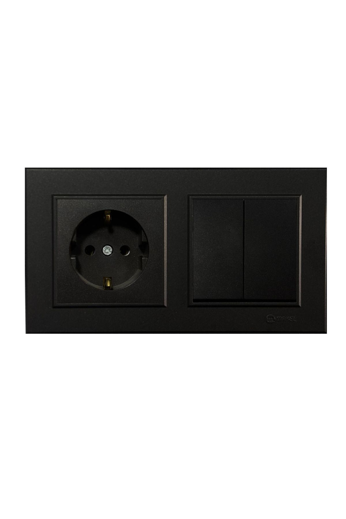 MAKEL-Karea Black Grounded Socket + Commutator (Dual) Switch Set 1