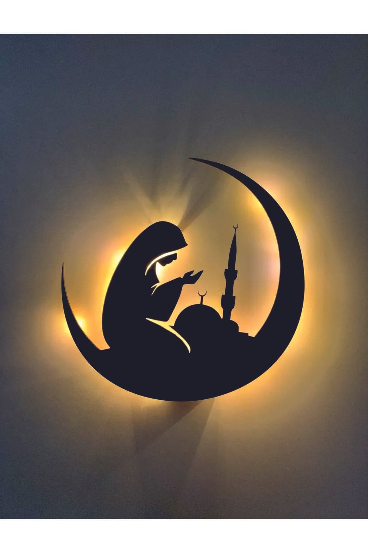 İLK HEDİYEM Sarı Led Işıklı Dua eden Kız, Cami ve Hilal