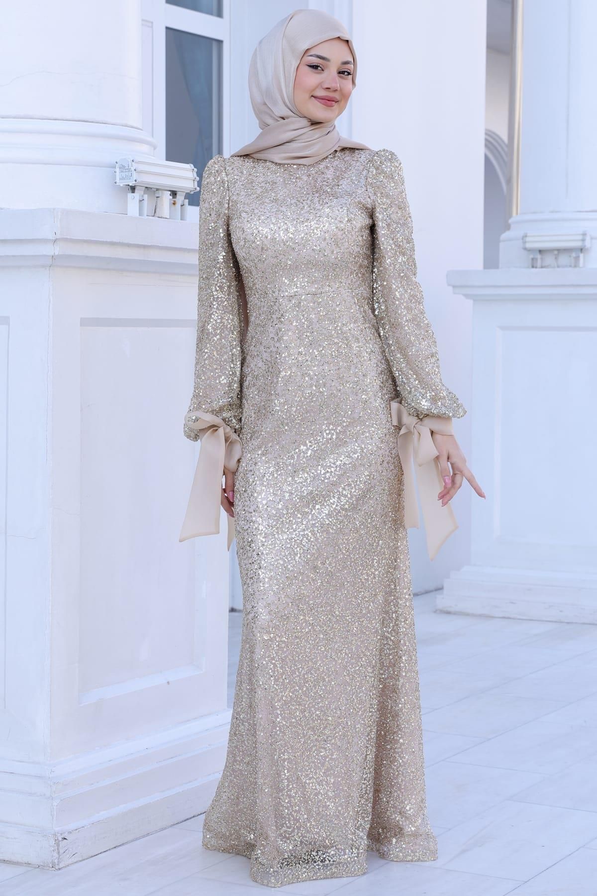Esilanur Şimal Tesettür Abiye Gold