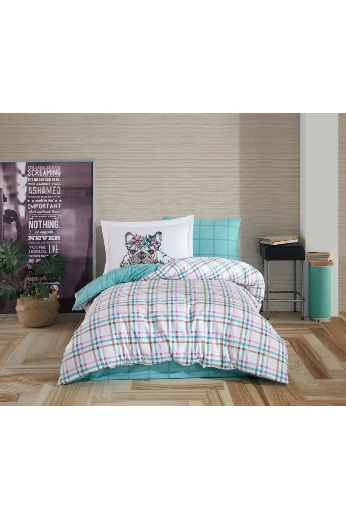 swilex Hoby Tek Kişilik Poplin Nevresim Takımı Monsanat Yeşil