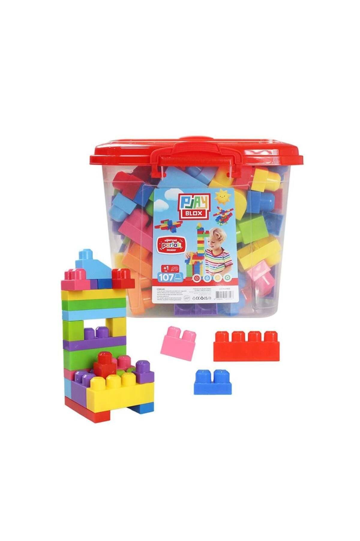 swilex Play BloSK Yapı Oyuncakları 107 Parça Kovalı Parlak Renkler Mega Blok Seti 3103
