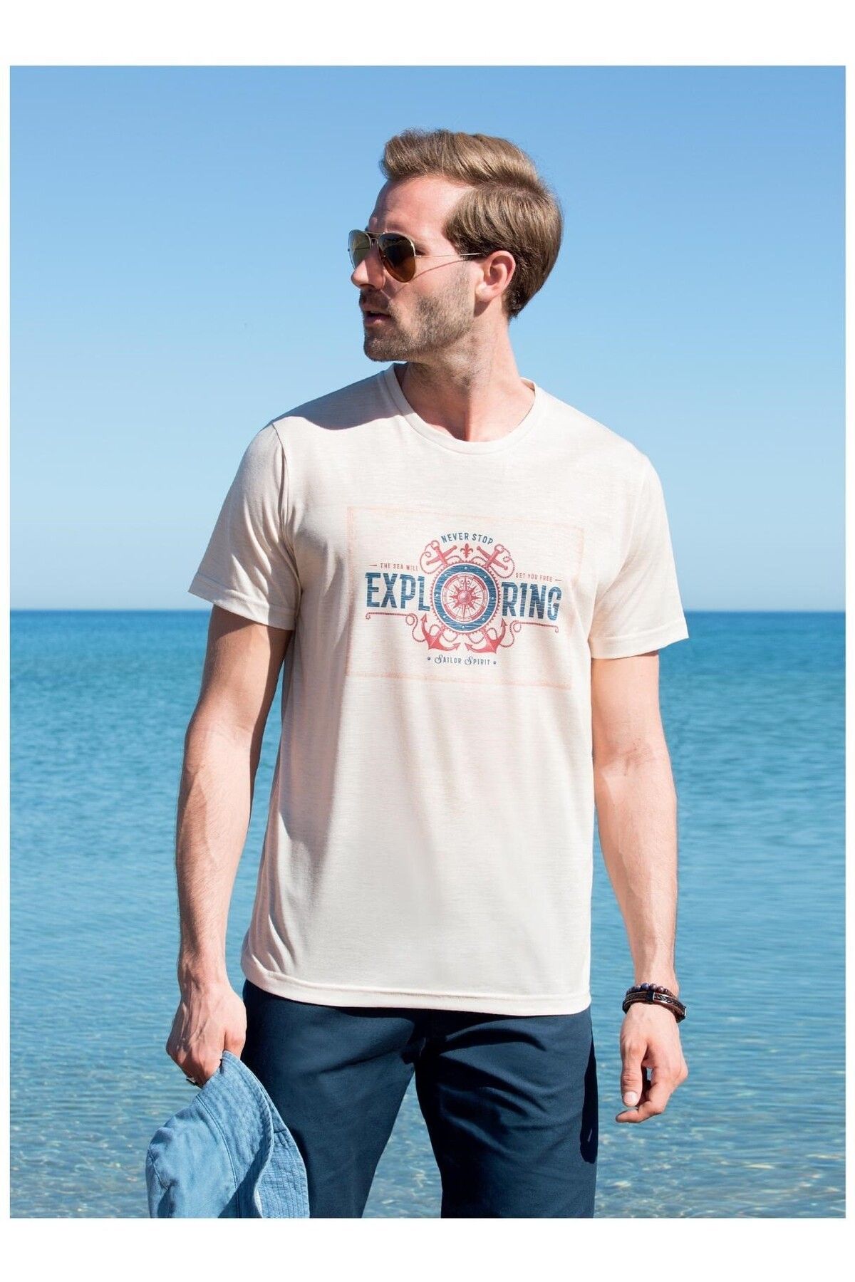 Masimar-Men's Print Detailed Crew Neck T-Shirt 1