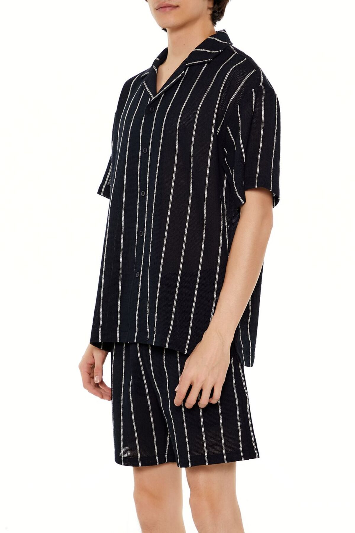 Forever 21 Çizgili Küba Yaka Gömlek